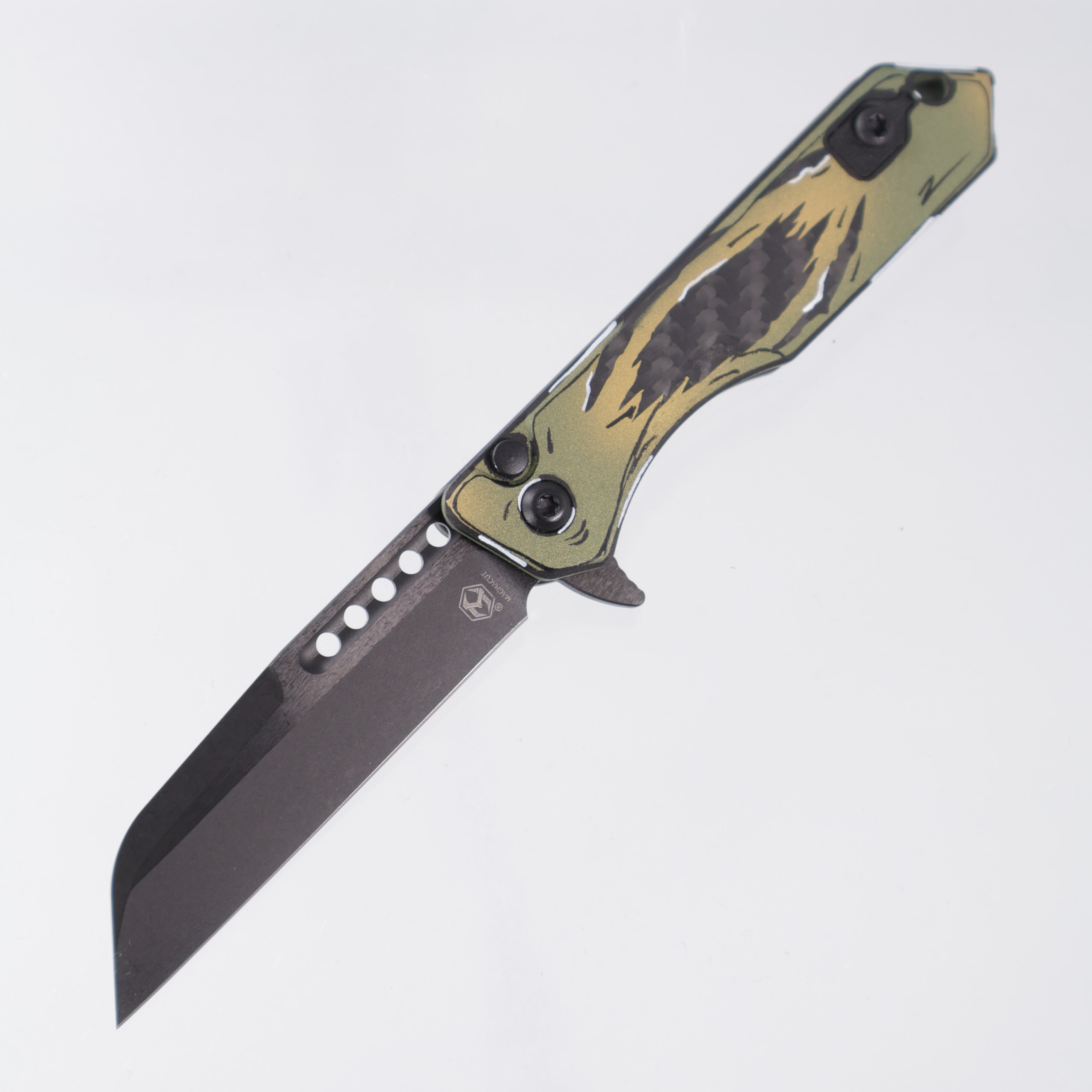 Heretic Jinn Manual - Carbon Fiber w/ Gold & Green Carbon Breach Cel Shading - DLC Magnacut - H213-6A-GGCS-CB