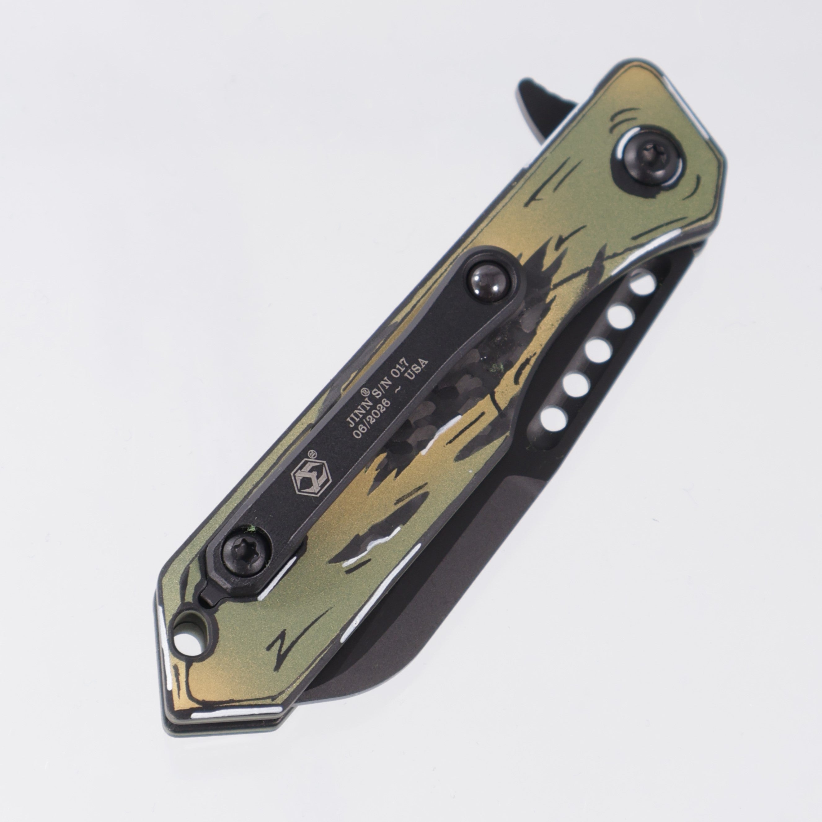 Heretic Jinn Manual - Carbon Fiber w/ Gold & Green Carbon Breach Cel Shading - DLC Magnacut - H213-6A-GGCS-CB