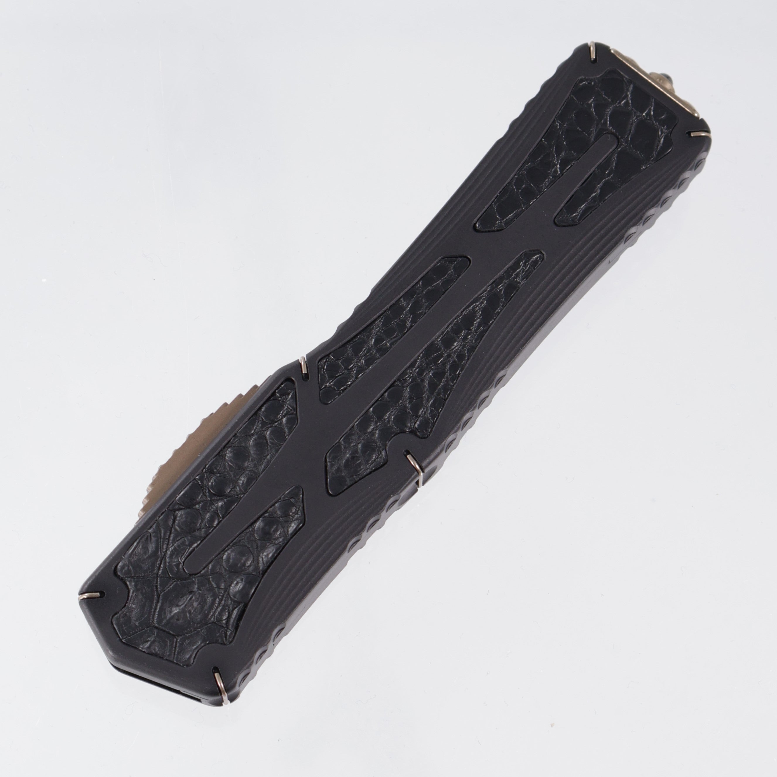 Heretic Colossus Custom - Black Aluminum w/ Crocodile Inlays & Bronzed Hardware - High Polish Bronzed M390