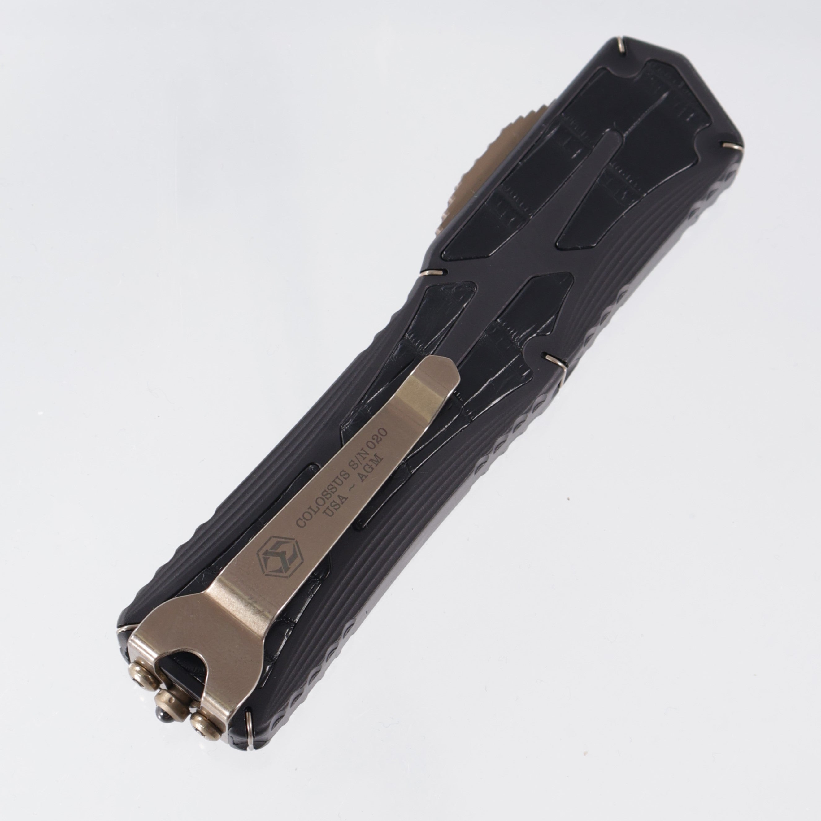 Heretic Colossus Custom - Black Aluminum w/ Crocodile Inlays & Bronzed Hardware - Cracked Ice Bronzed M390