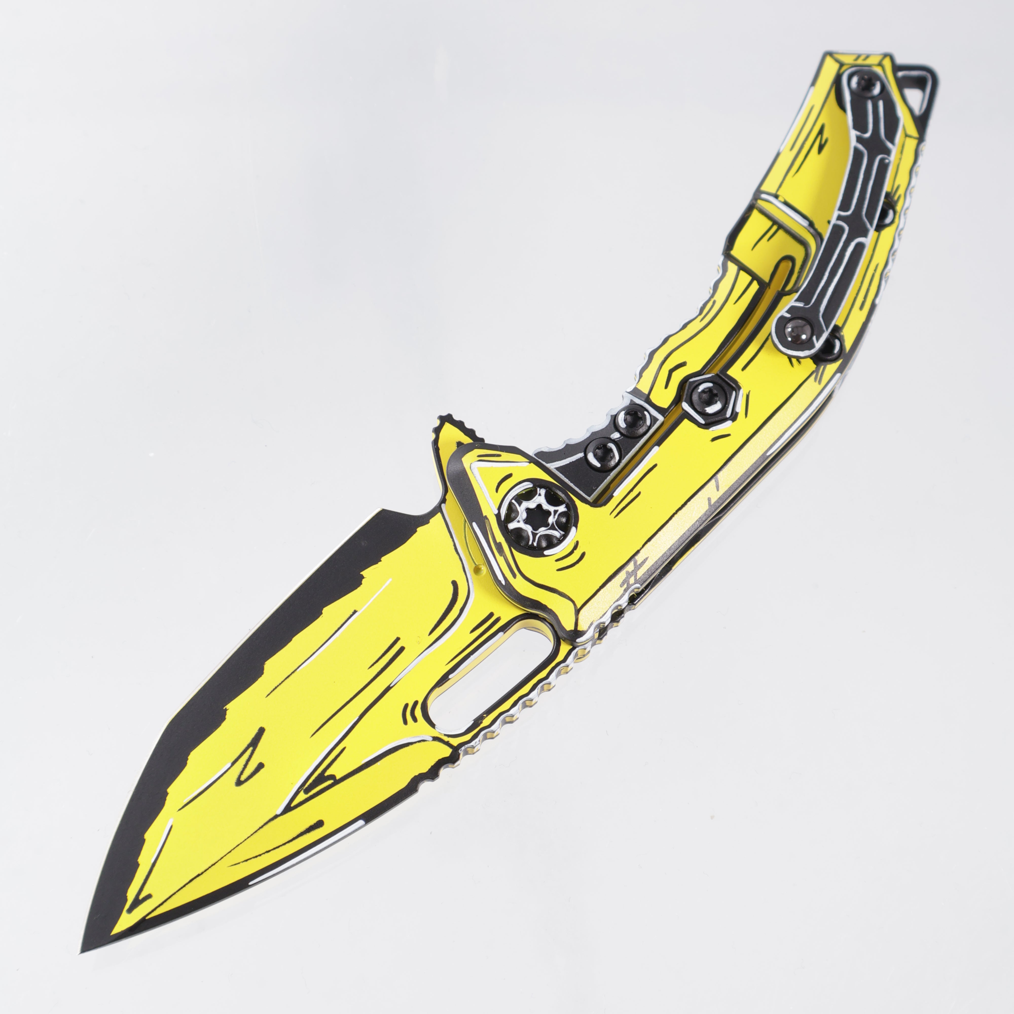 Heretic Medusa V3 Manual Tanto - Yellow Cel-Shade - Cerakote Magnacut - H009-CS-YW