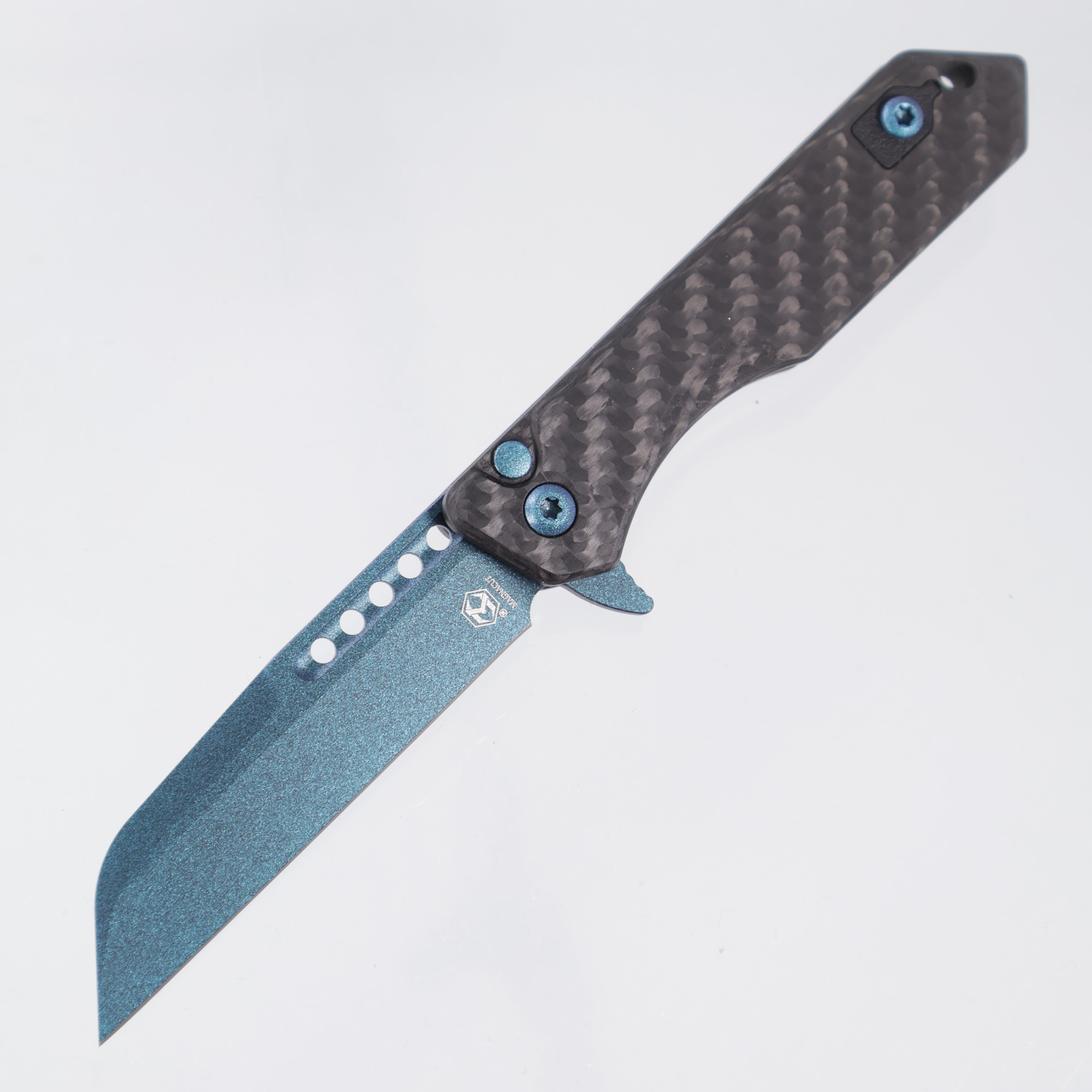 Heretic Jinn Manual - Carbon Fiber Scales - Metallic Teal Cerakote Magnacut - H213-MT-CF