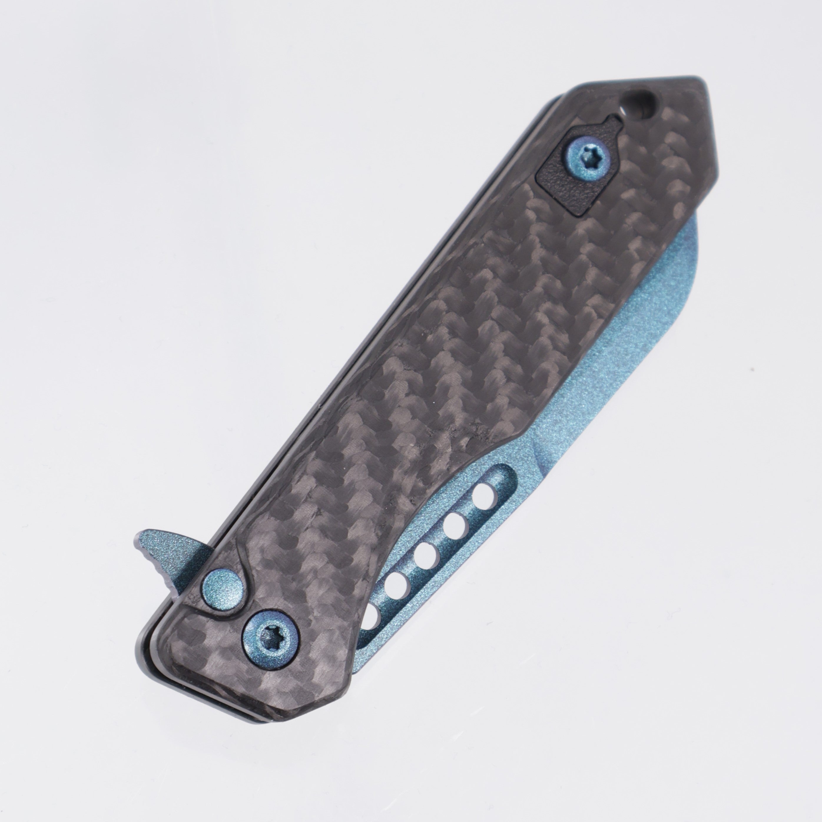 Heretic Jinn Manual - Carbon Fiber Scales - Metallic Teal Cerakote Magnacut - H213-MT-CF