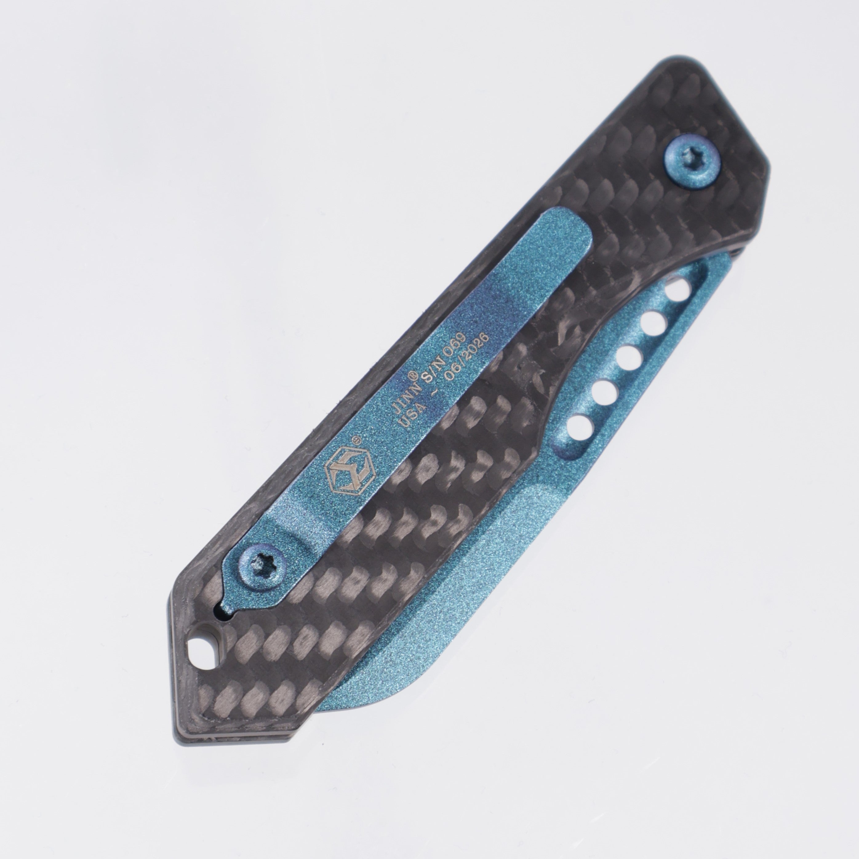 Heretic Jinn Auto - Carbon Fiber Scales - Metallic Teal Cerakote Magnacut - H113-MT-CF