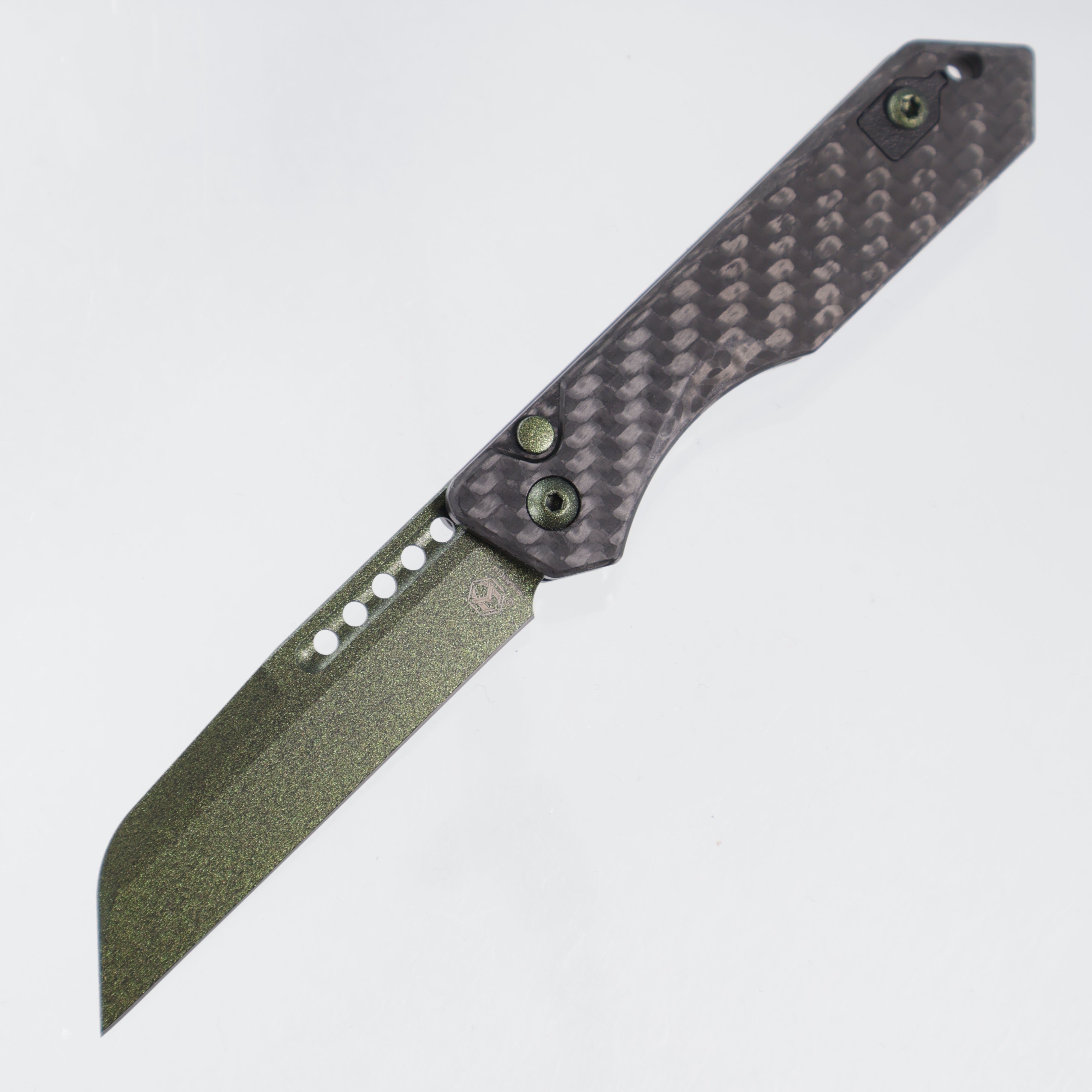 Heretic Jinn Auto - Carbon Fiber Scales - Metallic Green Cerakote Magnacut - H113-MG-CF