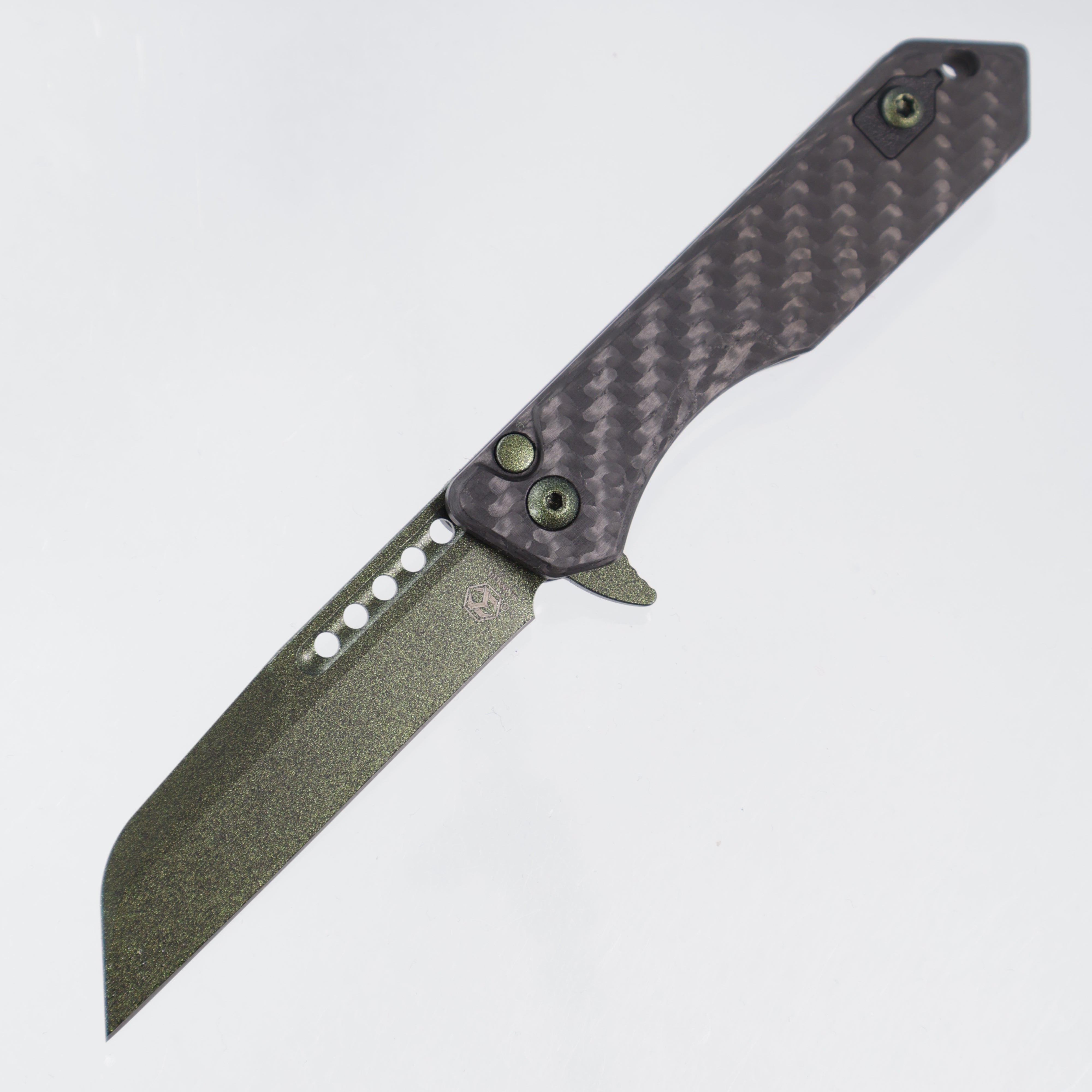 Heretic Jinn Manual - Carbon Fiber Scales - Metallic Green Cerakote Magnacut - H213-MG-CF