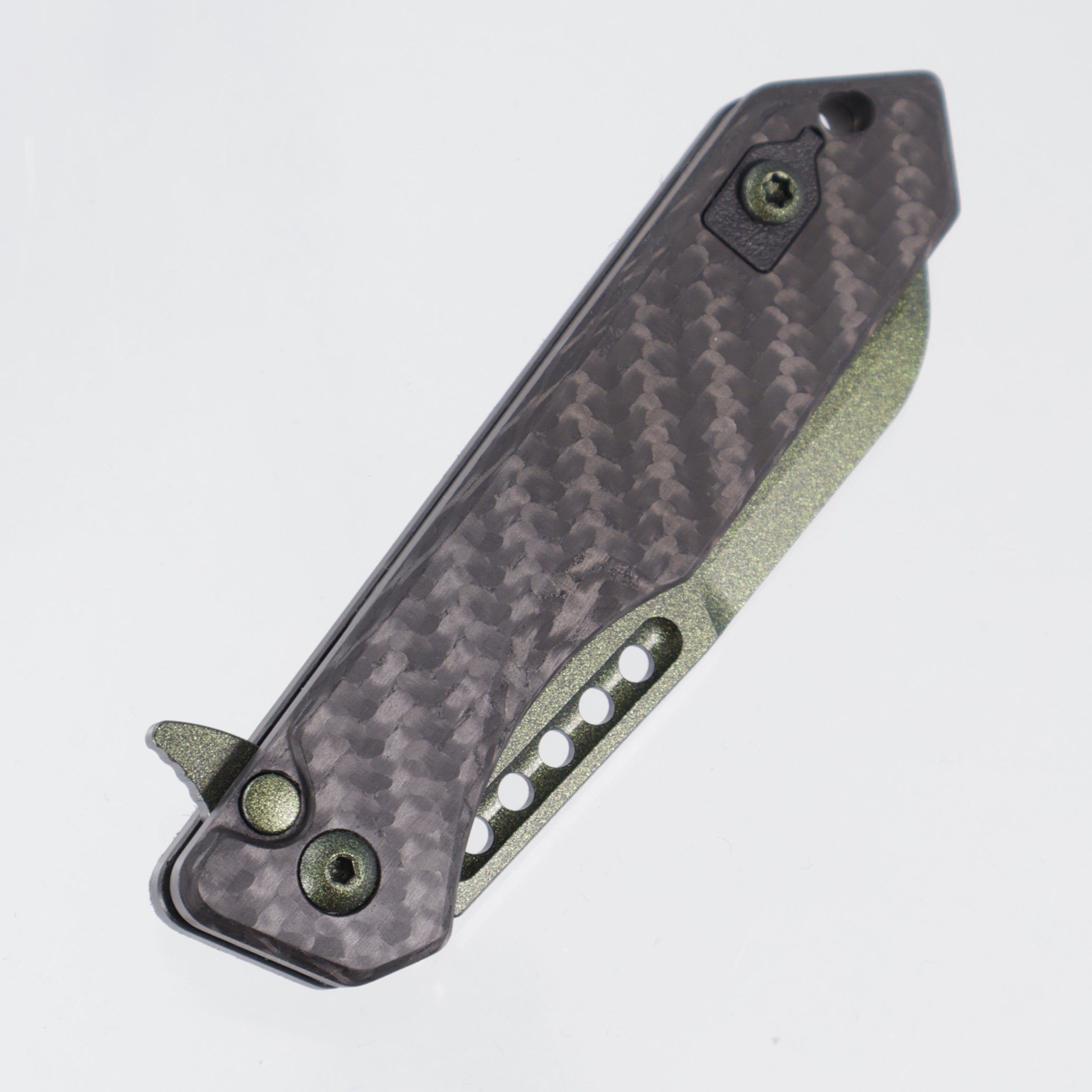 Heretic Jinn Manual - Carbon Fiber Scales - Metallic Green Cerakote Magnacut - H213-MG-CF