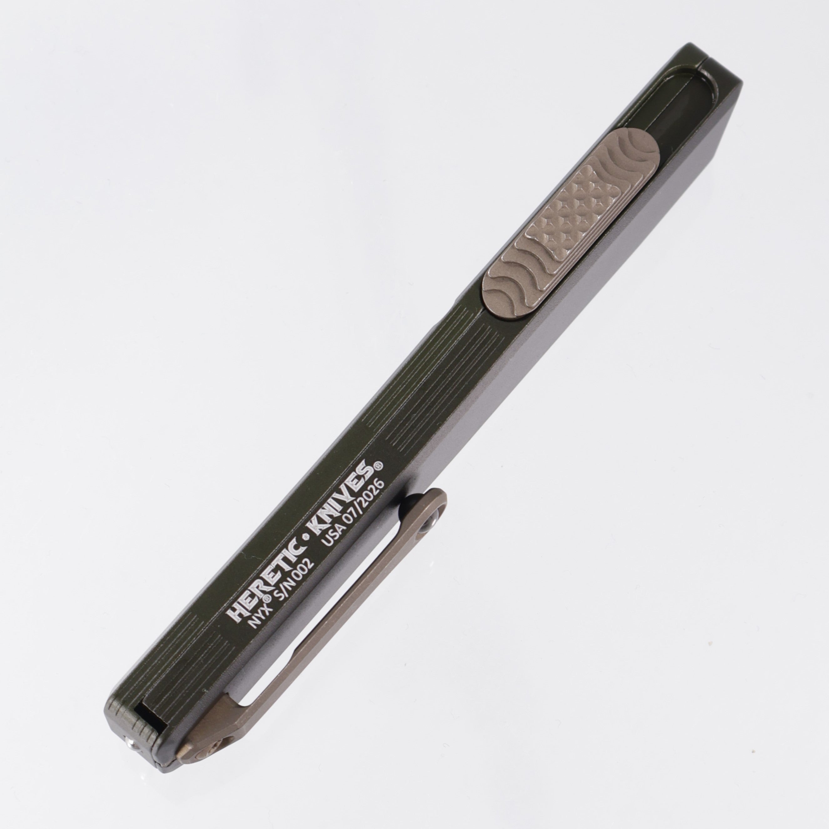 Heretic Nyx Tanto - OD Green Aluminum w/ Ultem Inlays - Bronze