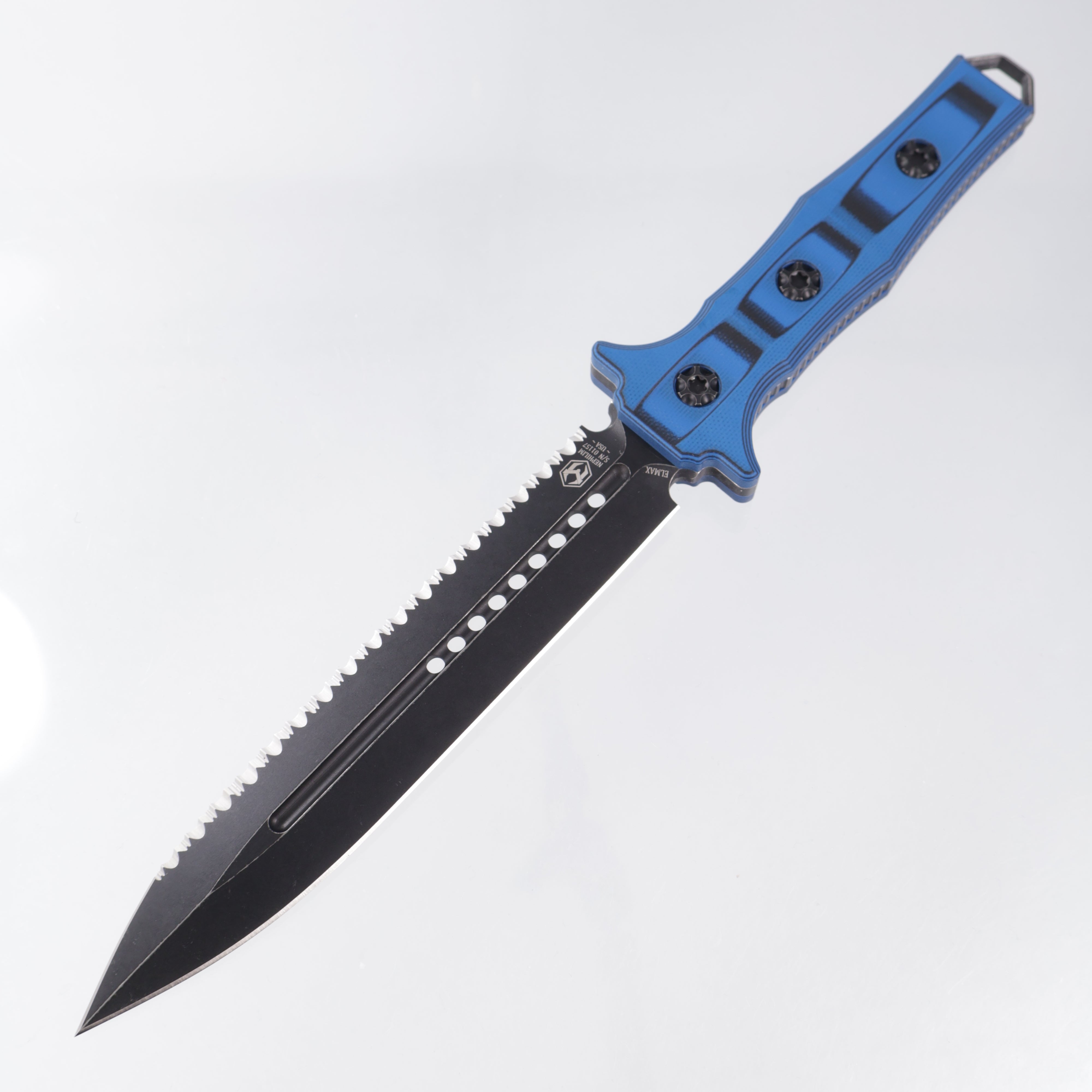 Heretic Nephilim - Blue & Black G10 - Battle Black Full Serrate Elmax - H003-8C-BLUBLK