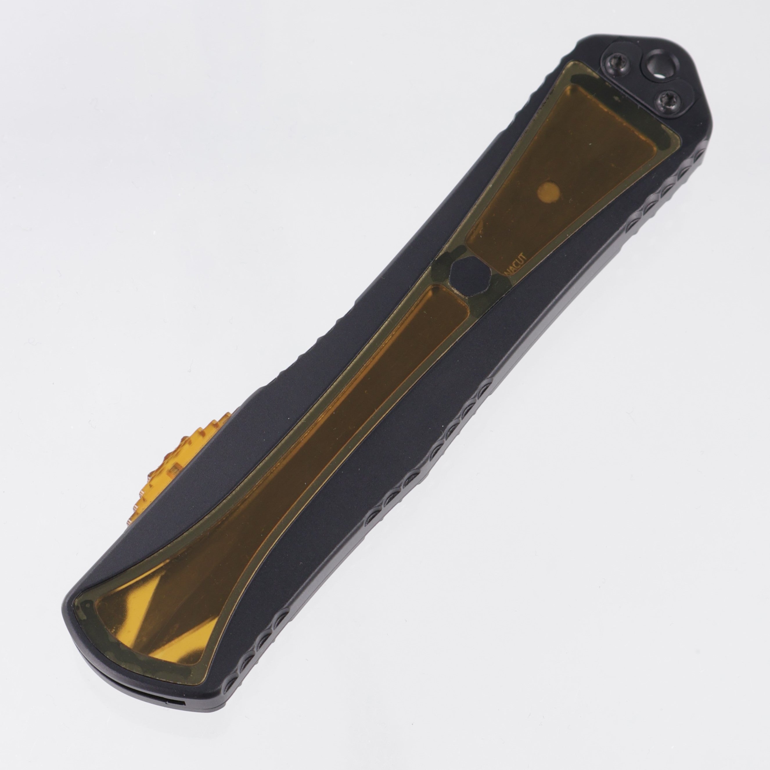 Heretic Manticore X Double Edge - Black Aluminum w/ Ultem Inlays - DLC Full Serrate Magnacut - H032-6C-ULTEM *PRE-OWNED*