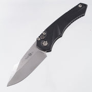 Heretic Mini Pariah Auto Single Edge - Black Polymer - Stonewash Magnacut - H054-2A *PRE-OWNED*