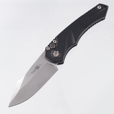 Heretic Mini Pariah Auto Single Edge - Black Polymer - Stonewash Magnacut - H054-2A *PRE-OWNED*