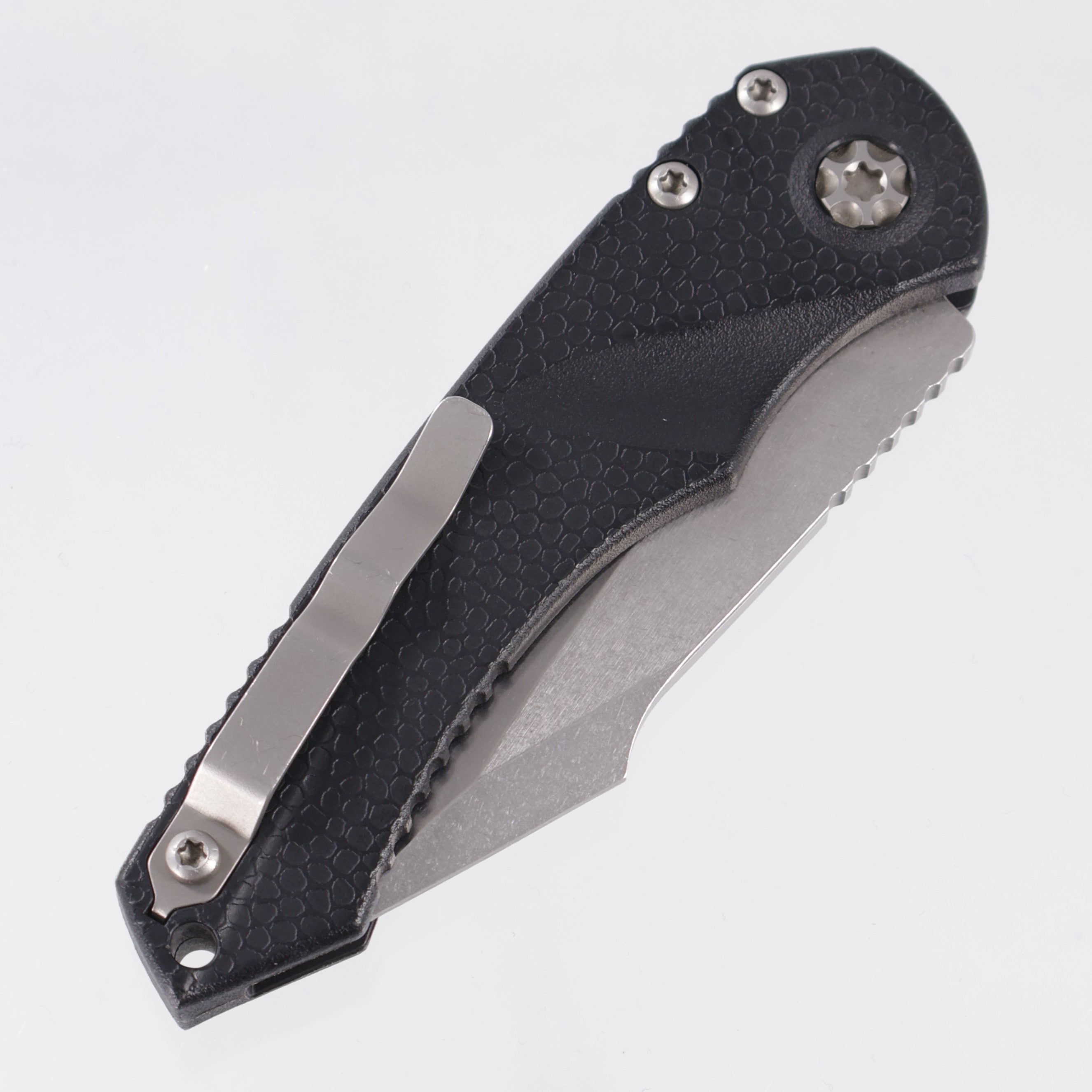 Heretic Mini Pariah Auto Single Edge - Black Polymer - Stonewash Magnacut - H054-2A *PRE-OWNED*