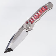Heretic Wraith V4 Auto Custom Tanto - Hefted Titanium Chassis w/ Red Ice Age Mammoth Molar Inlays - High Polish Compound Grind M390 - S/N: 003