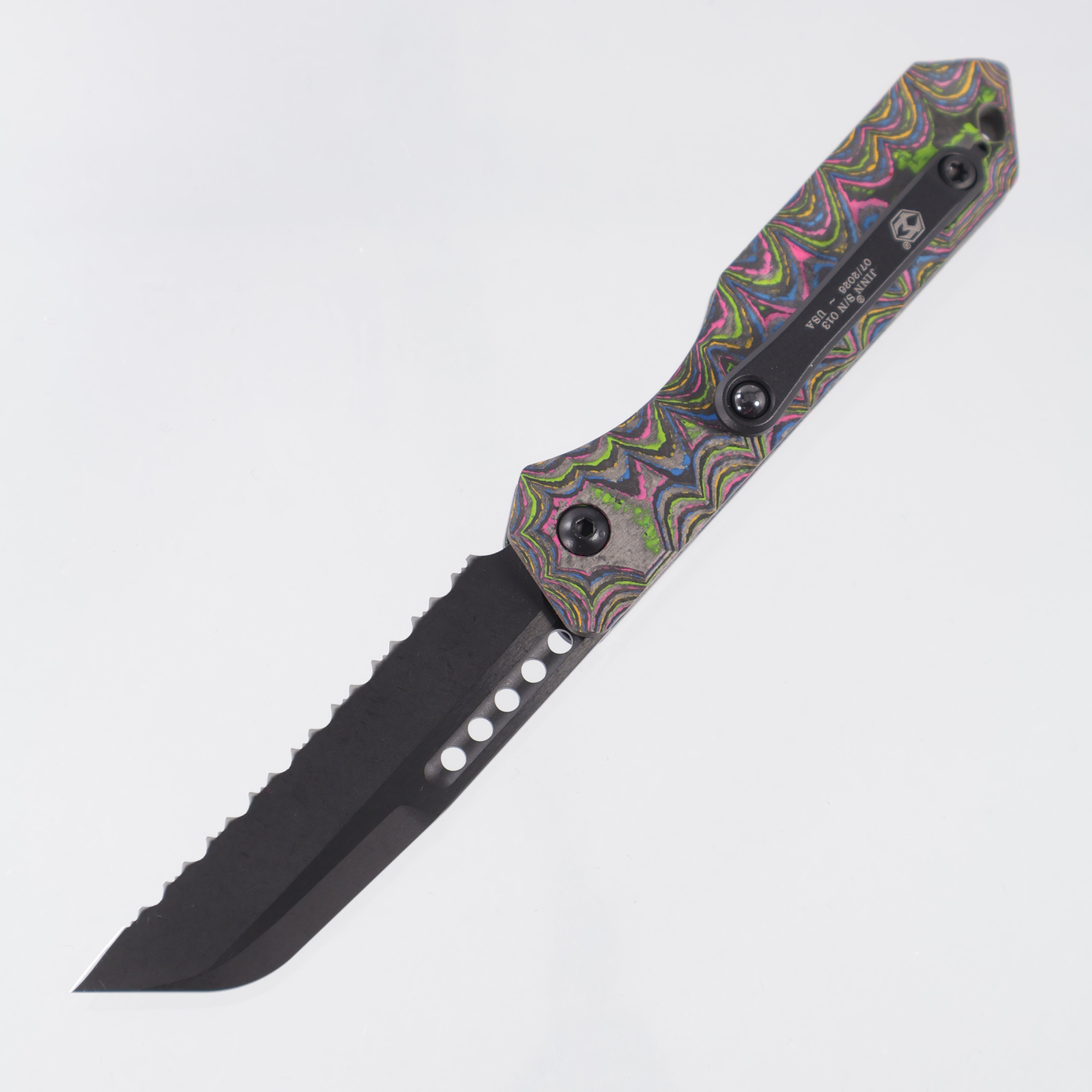 Heretic Jinn Auto - Sculpted 80s Camo Carbon - DLC Full Serrate Magnacut - H113-6C-80CF - BROP Exclusive