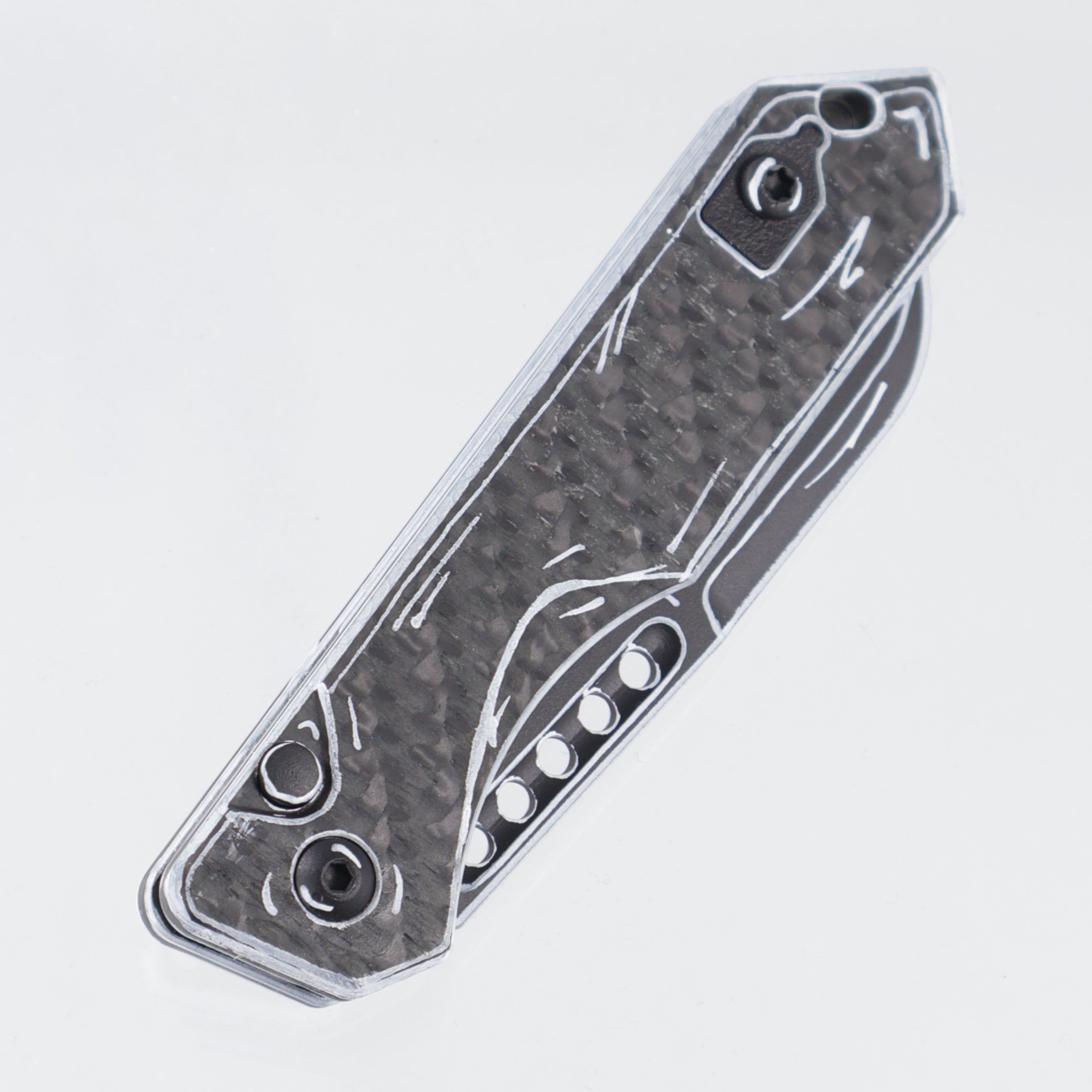 Heretic Jinn Auto - Glow Carbon Fiber w/ Black & White Cel-Shade - Cel-Shade Magnacut - H113-CS-BW-CF