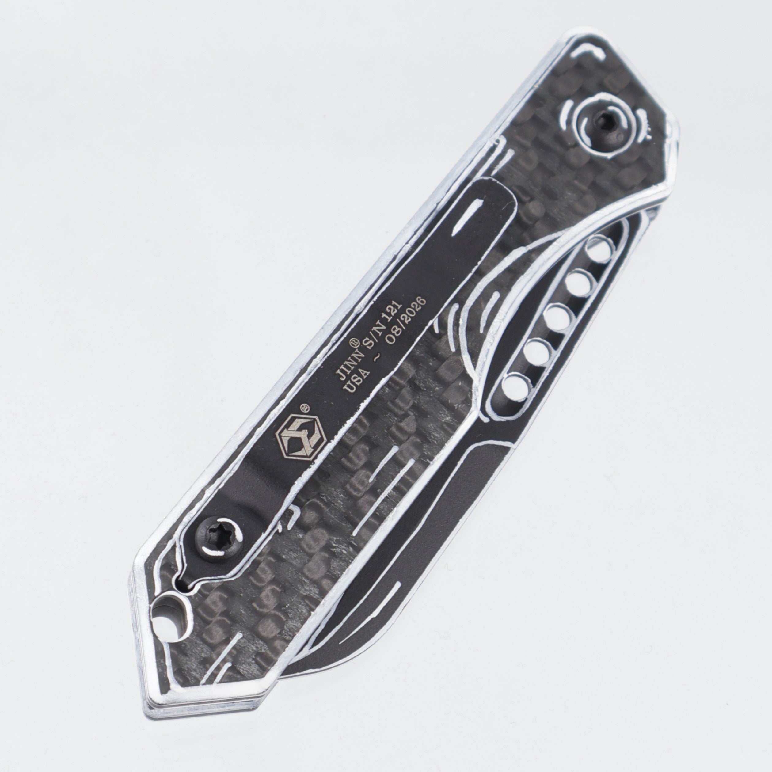 Heretic Jinn Auto - Glow Carbon Fiber w/ Black & White Cel-Shade - Cel-Shade Magnacut - H113-CS-BW-CF