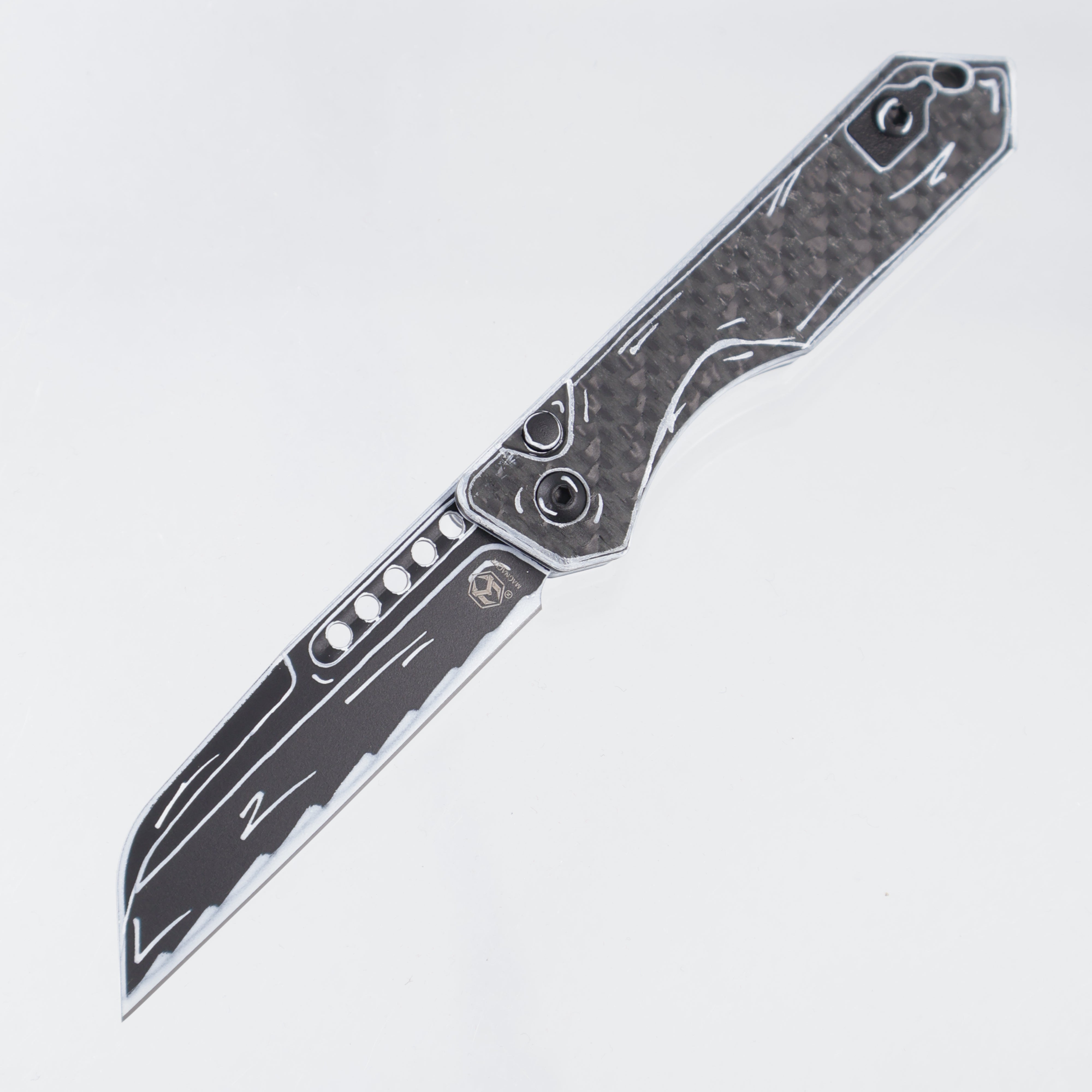 Heretic Jinn Auto - Glow Carbon Fiber w/ Black & White Cel-Shade - Cel-Shade Magnacut - H113-CS-BW-CF