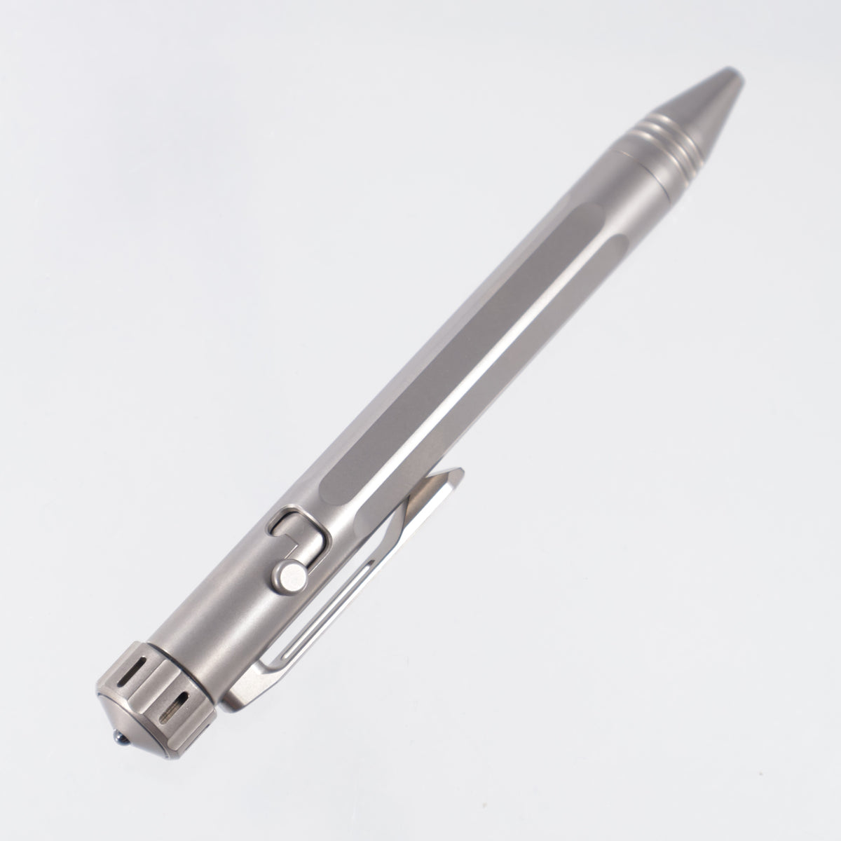 Hightron HP01G Vortron Bolt Action Pen - Sandblast Titanium w/ Fidget Spinner