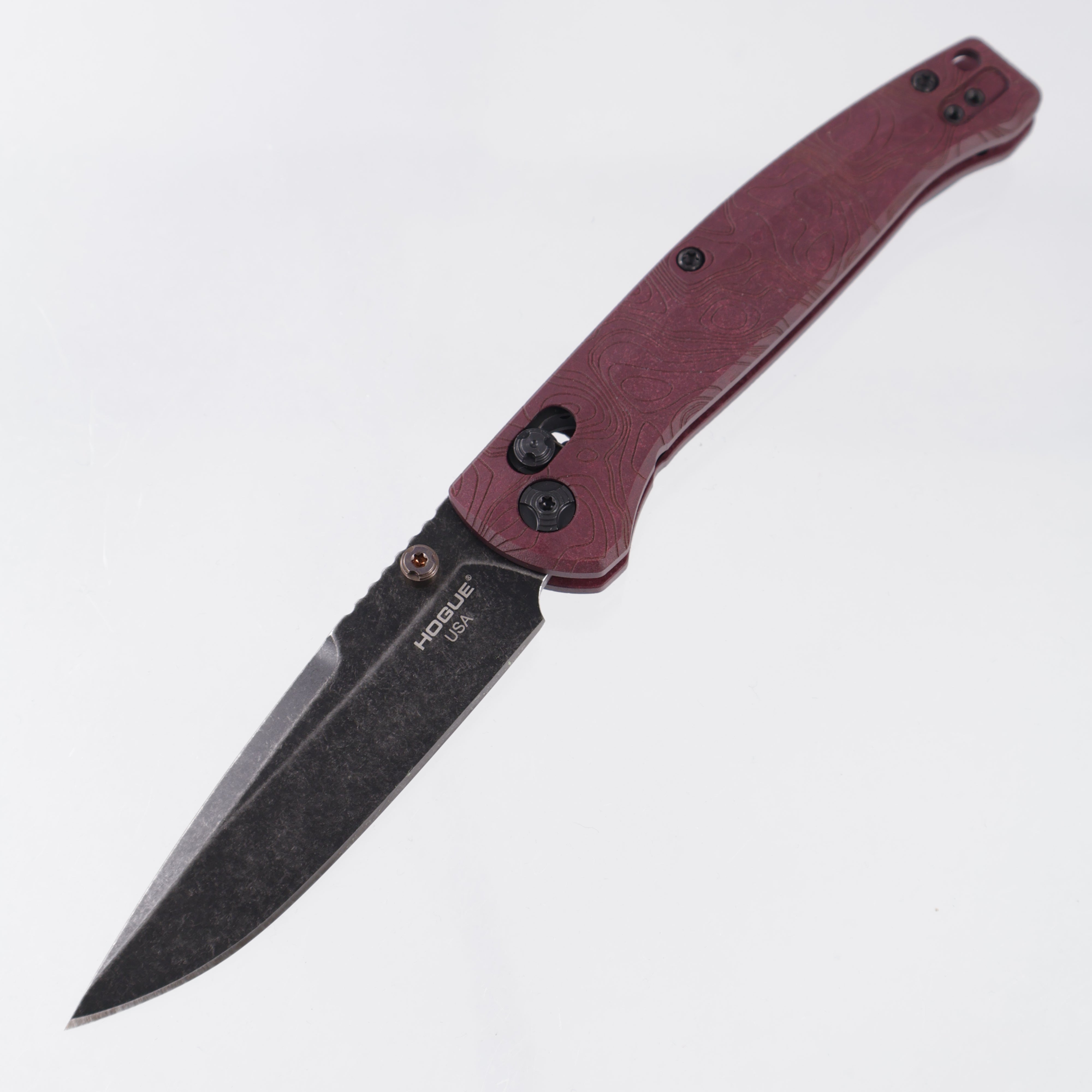 Hogue Mysto Fire - Redstone Richlite - Black Stonewash Magnacut - 24452