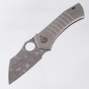 Hunter Knives SV-1 Large - Blasted, Milled, & Knurled Titanium w/ Shipwreck Copper Pivot Collars & Backspacer - Acid Etch Magnacut