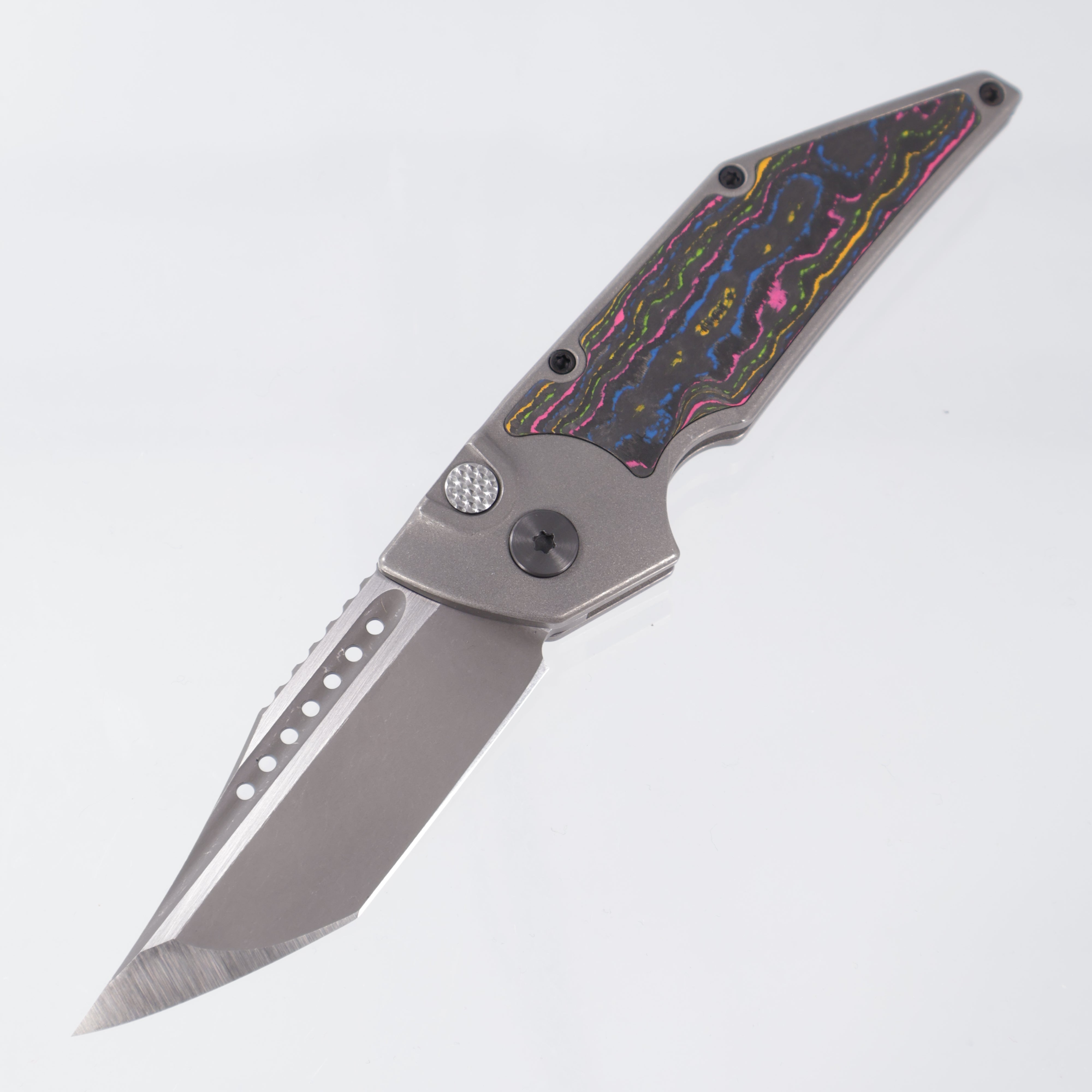 Hypercut Dharma Auto - Titanium w/ 80s Camo Carbon Inlay - Stonewash S35VN - Zirconium Clip & Pivot - BR-OP Exclusive