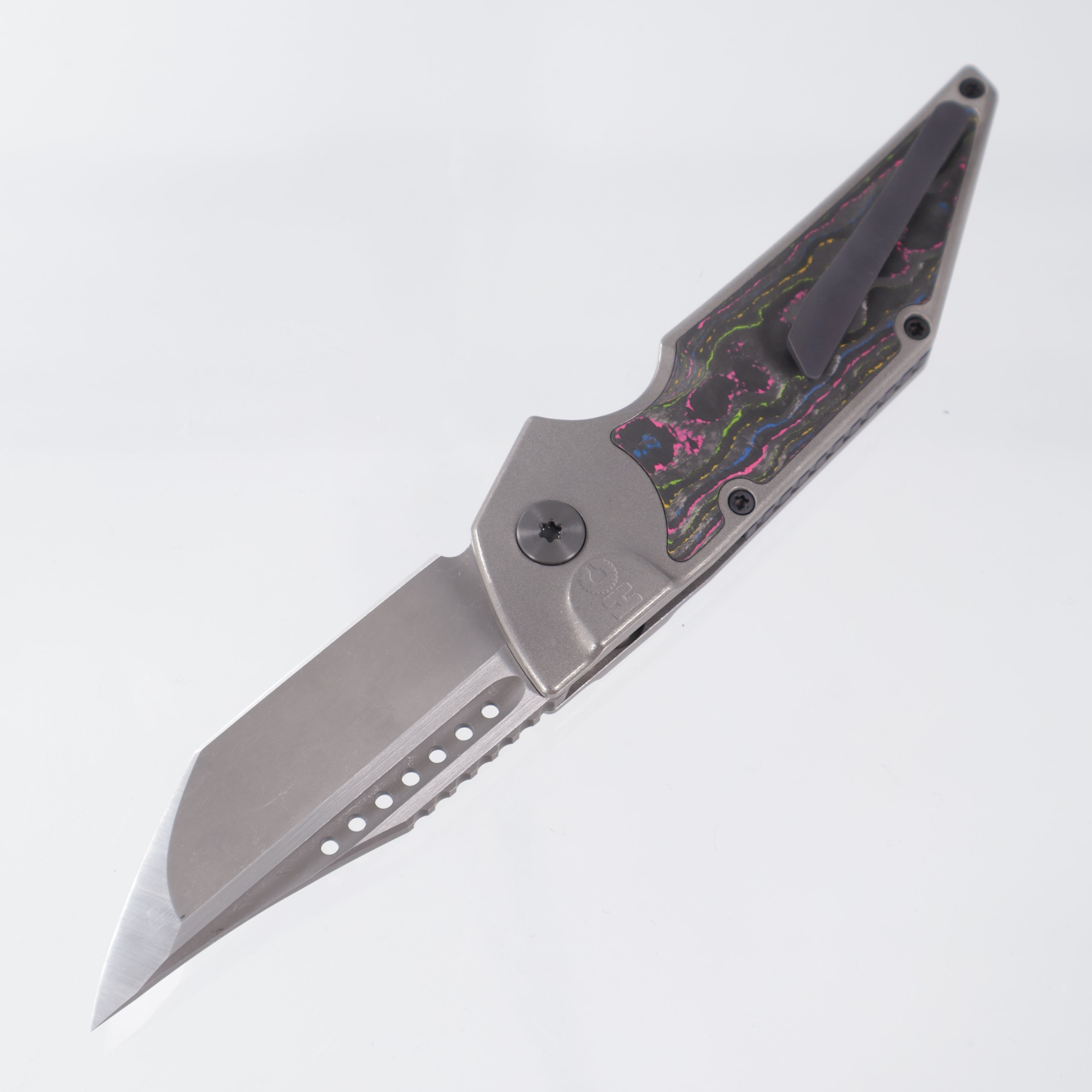 Hypercut Dharma Auto - Titanium w/ 80s Camo Carbon Inlay - Stonewash S35VN - Zirconium Clip & Pivot - BR-OP Exclusive