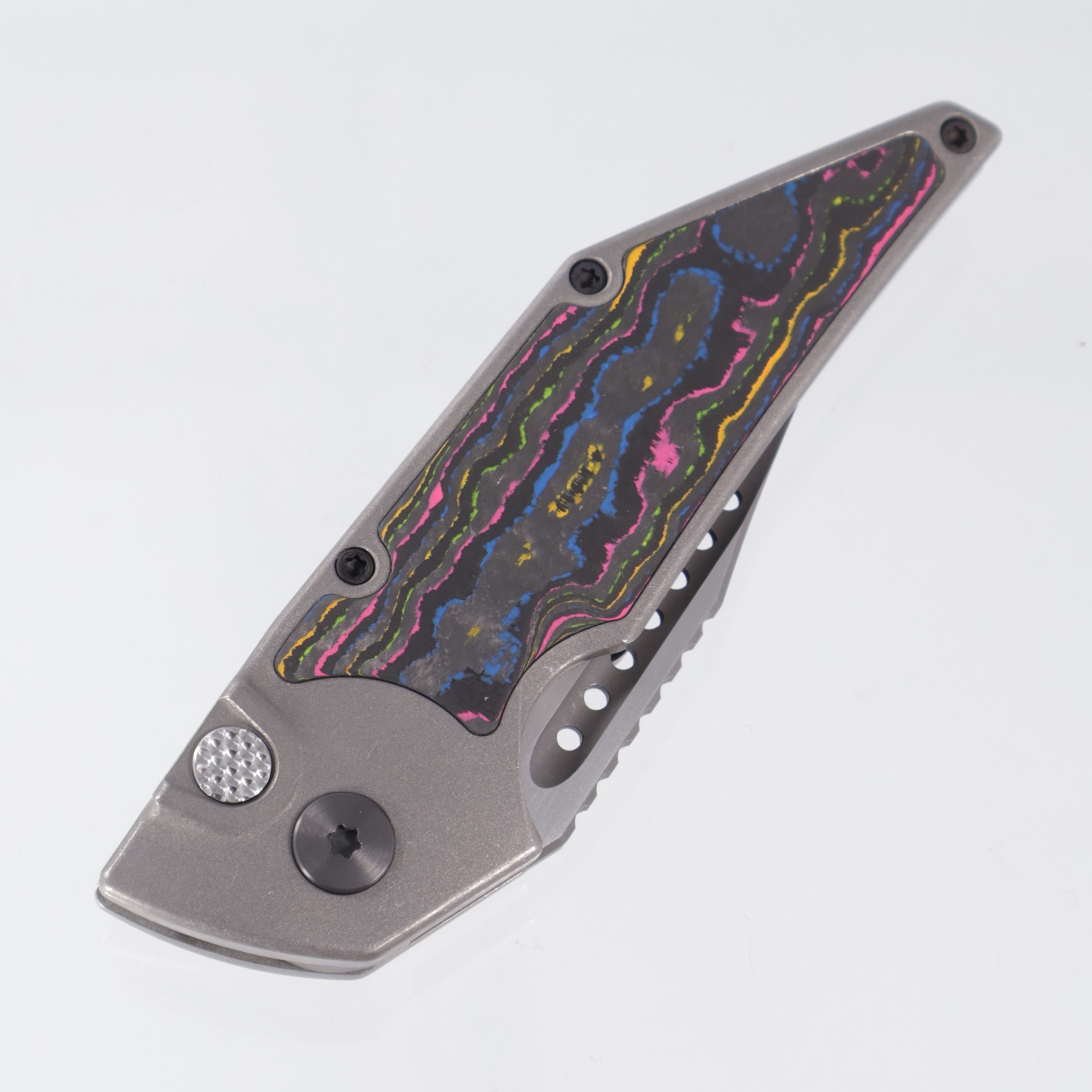 Hypercut Dharma Auto - Titanium w/ 80s Camo Carbon Inlay - Stonewash S35VN - Zirconium Clip & Pivot - BR-OP Exclusive