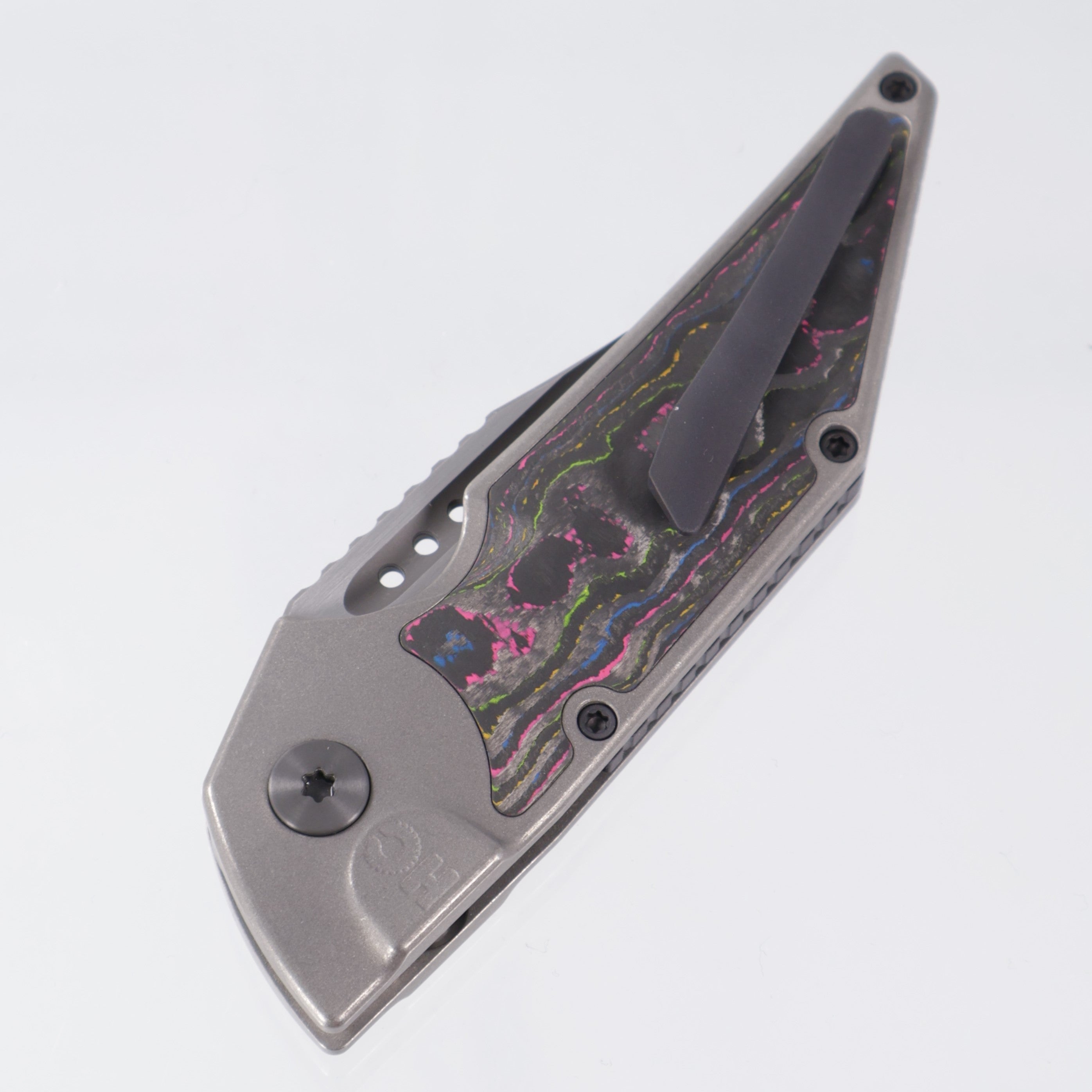 Hypercut Dharma Auto - Titanium w/ 80s Camo Carbon Inlay - Stonewash S35VN - Zirconium Clip & Pivot - BR-OP Exclusive