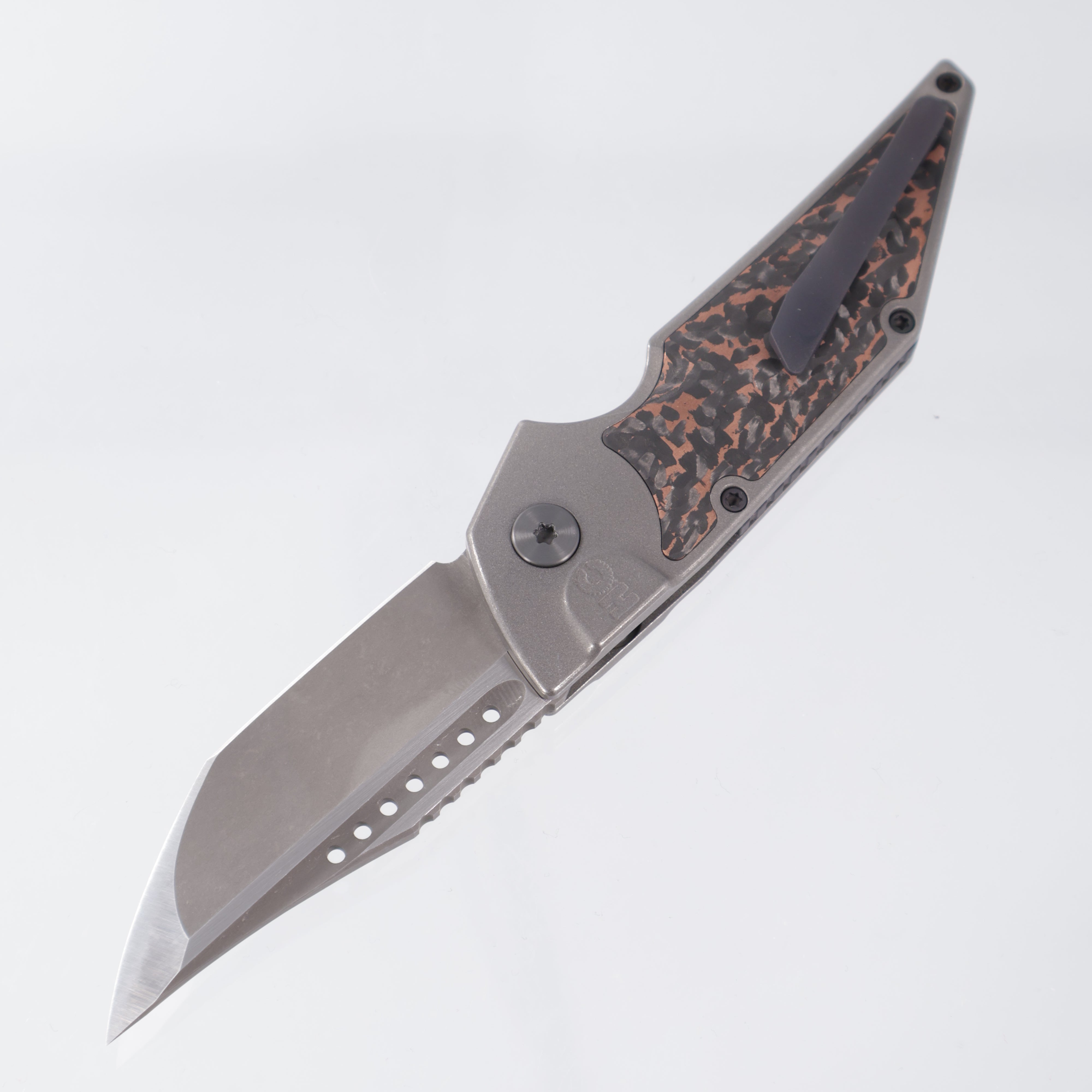 Hypercut Dharma Auto - Titanium w/ Snakeskin Fat Carbon Inlay - Stonewash S35VN - Zirconium Clip & Pivot - S/N: 0021