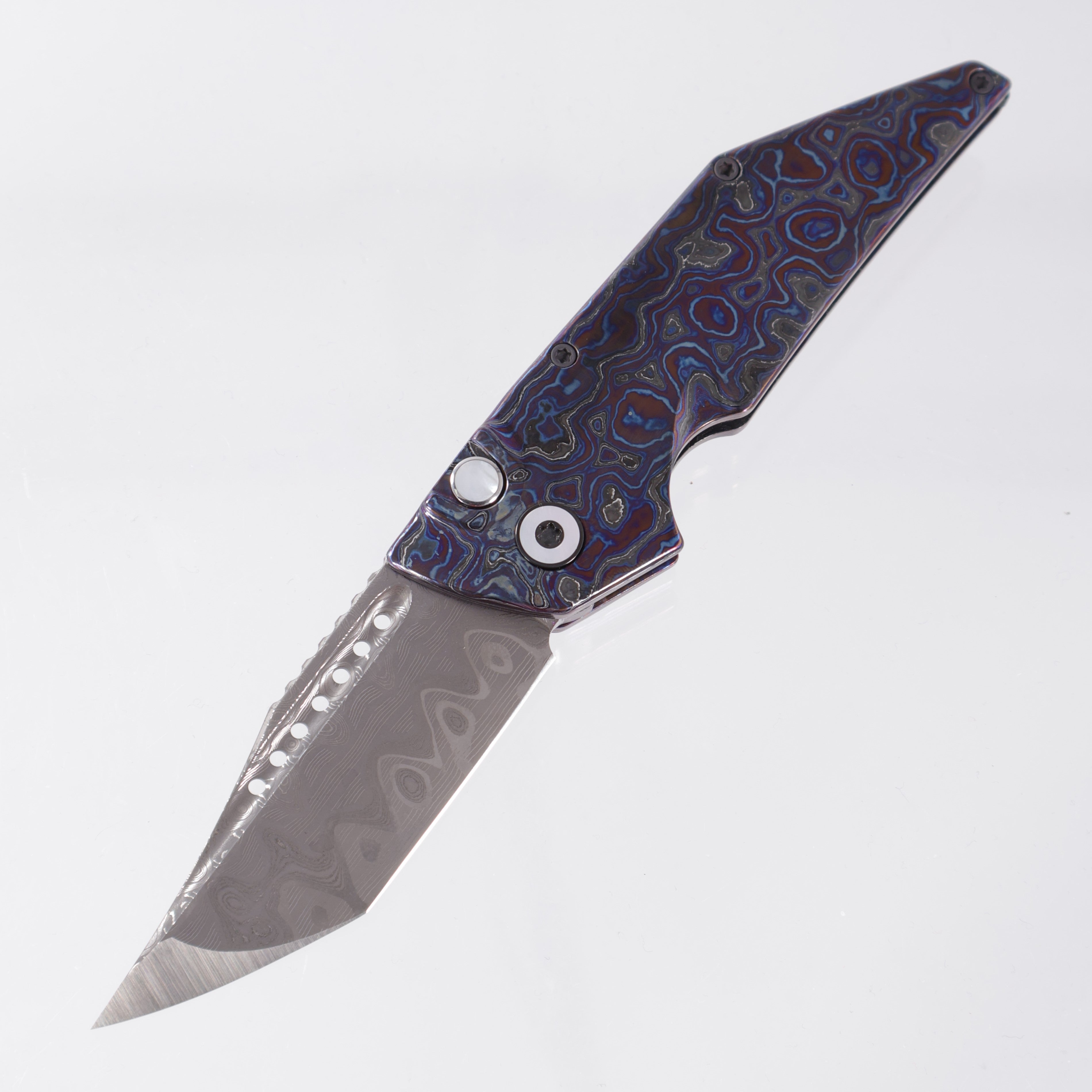 Hypercut Dharma Auto Full Dress - Black Timascus Scales - Mike Norris Damascus - Zirconium Pivot w/ Mother Of Pearl inlays & Zirconium Clip - S/N: 0041