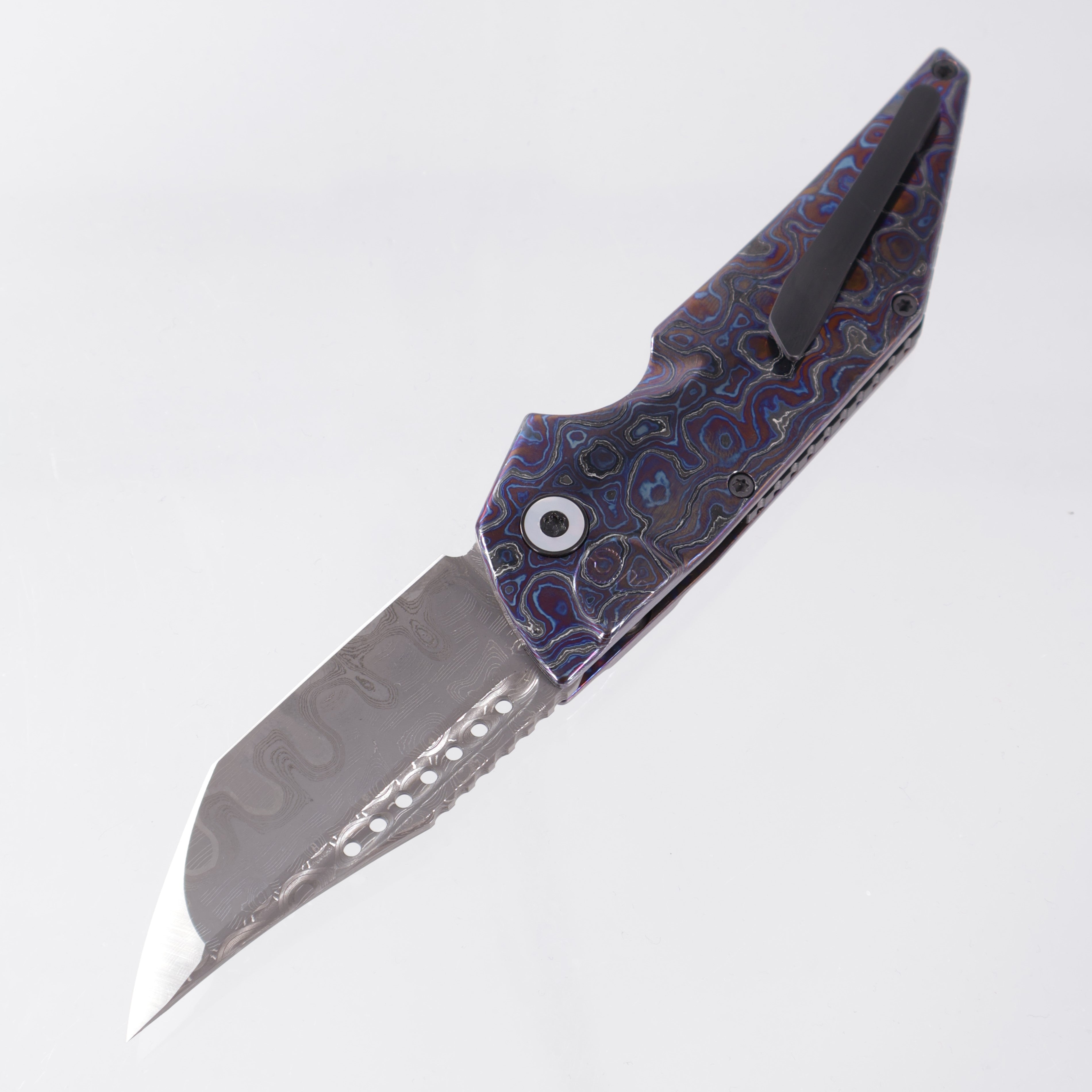 Hypercut Dharma Auto Full Dress - Black Timascus Scales - Mike Norris Damascus - Zirconium Pivot w/ Mother Of Pearl inlays & Zirconium Clip - S/N: 0041