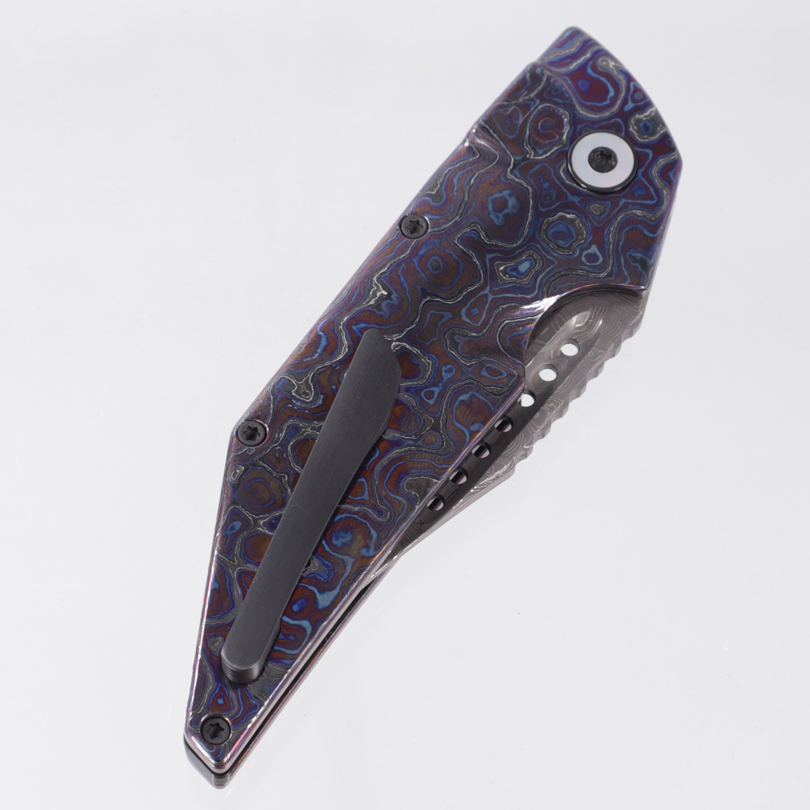 Hypercut Dharma Auto Full Dress - Black Timascus Scales - Mike Norris Damascus - Zirconium Pivot w/ Mother Of Pearl inlays & Zirconium Clip - S/N: 0041