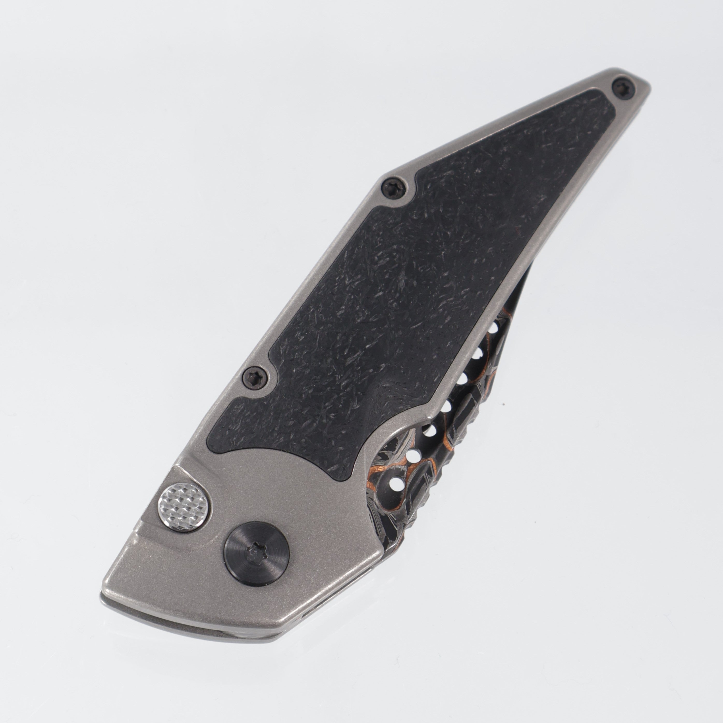 Hypercut Dharma Auto - Titanium w/ Black Glass Composite Inlay - Baker Forge Damascus - Zirconium Pivot - S/N: 0022 *PRE-OWNED*