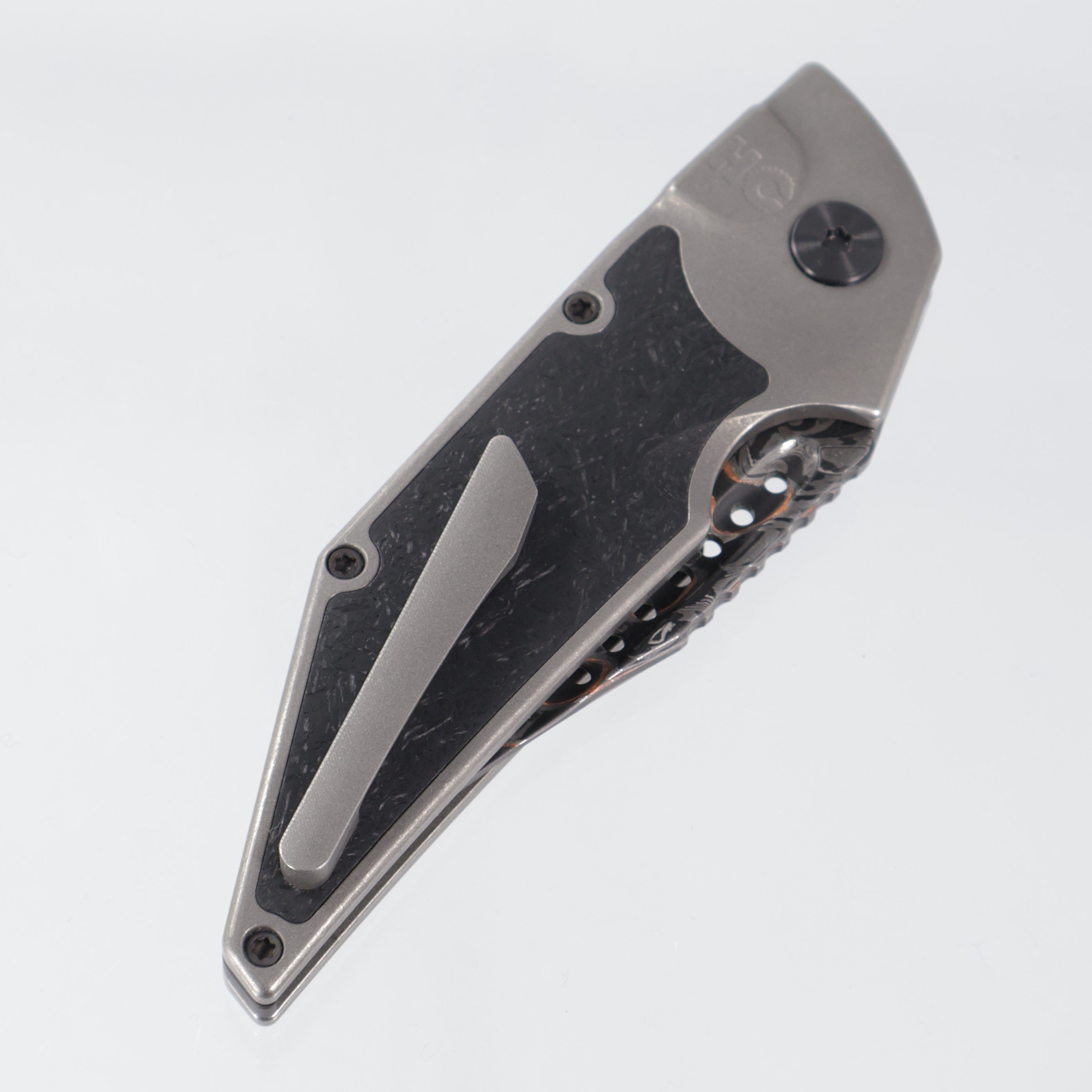 Hypercut Dharma Auto - Titanium w/ Black Glass Composite Inlay - Baker Forge Damascus - Zirconium Pivot - S/N: 0022 *PRE-OWNED*