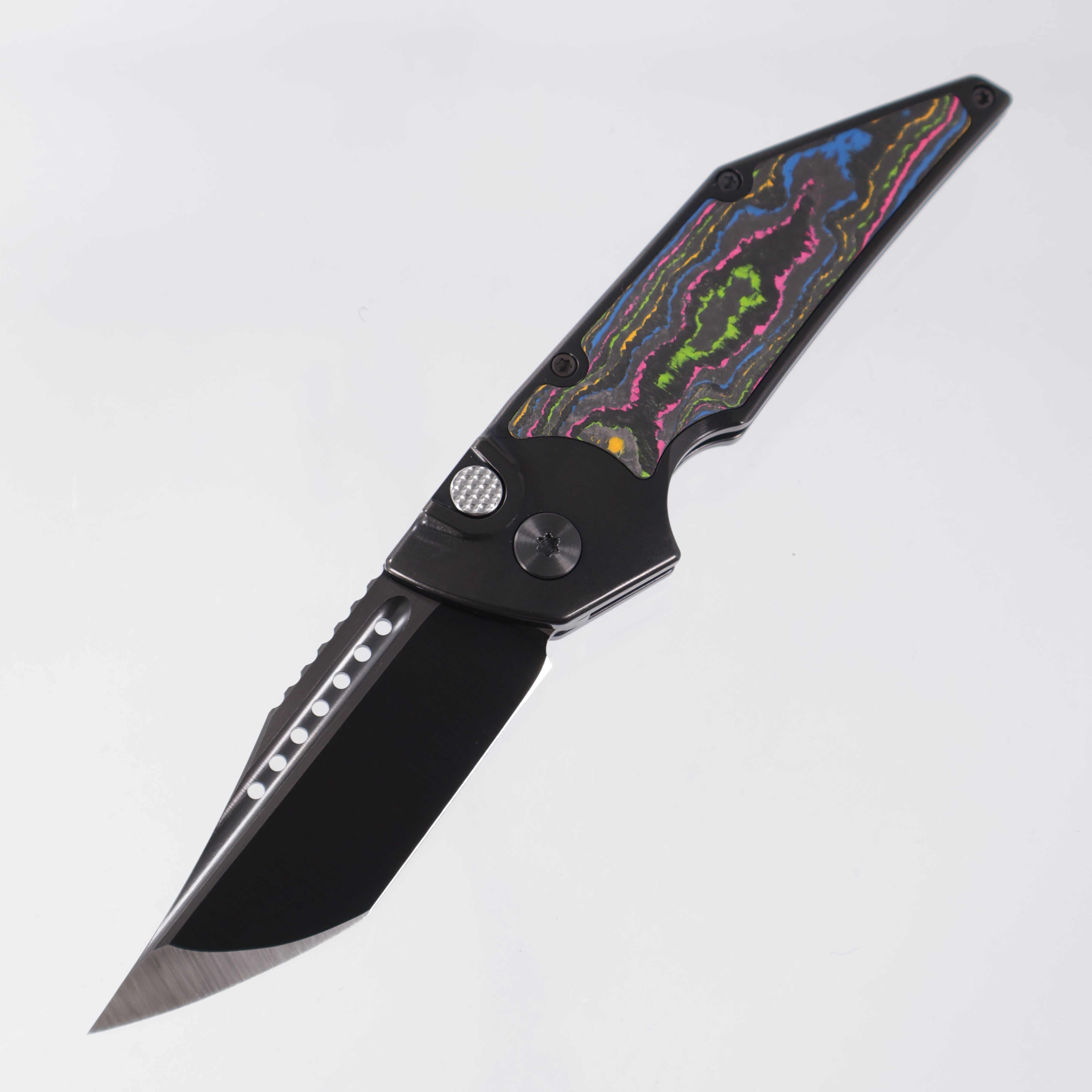 Hypercut Dharma Auto - DLC Titanium w/ 80s Camo Carbon Inlays - DLC S45VN - DLC Ti Clip & Spacer, Zirc Pivot - BROP Exclusive