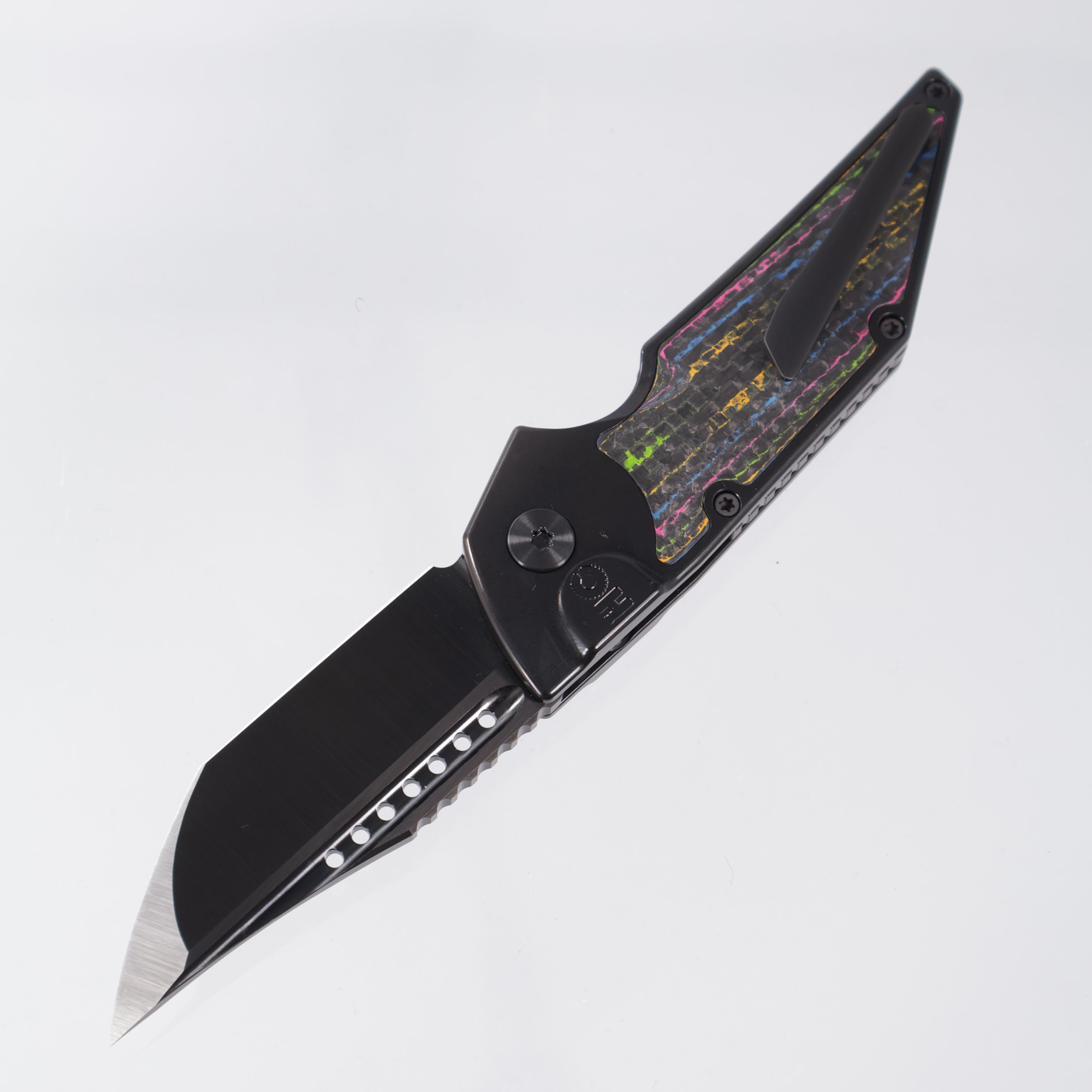 Hypercut Dharma Auto - DLC Titanium w/ 80s Camo Carbon Weave Inlays - DLC S45VN - DLC Ti Clip & Spacer, Zirc Pivot - BROP Exclusive