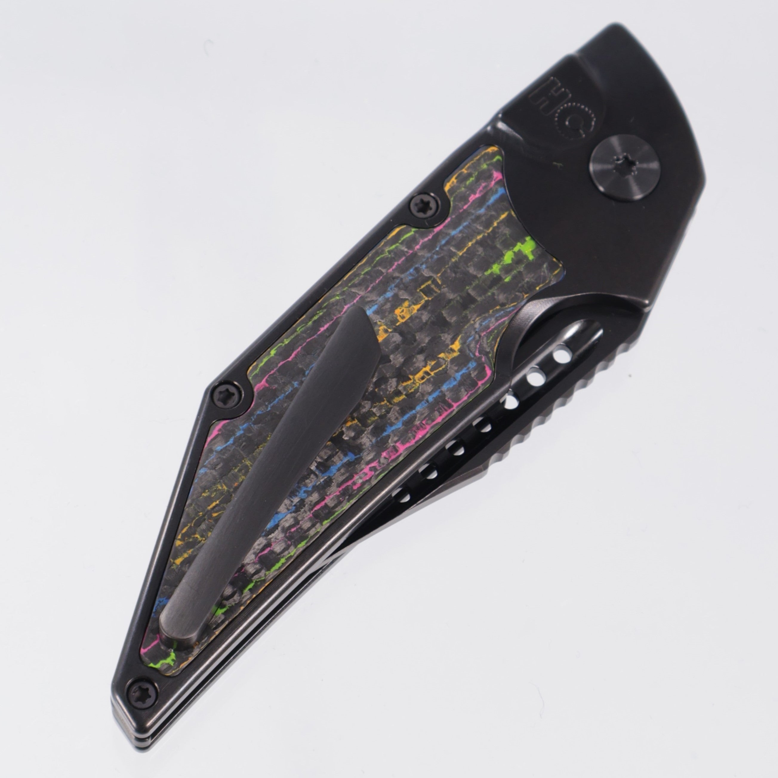 Hypercut Dharma Auto - DLC Titanium w/ 80s Camo Carbon Weave Inlays - DLC S45VN - DLC Ti Clip & Spacer, Zirc Pivot - BR-OP Exclusive