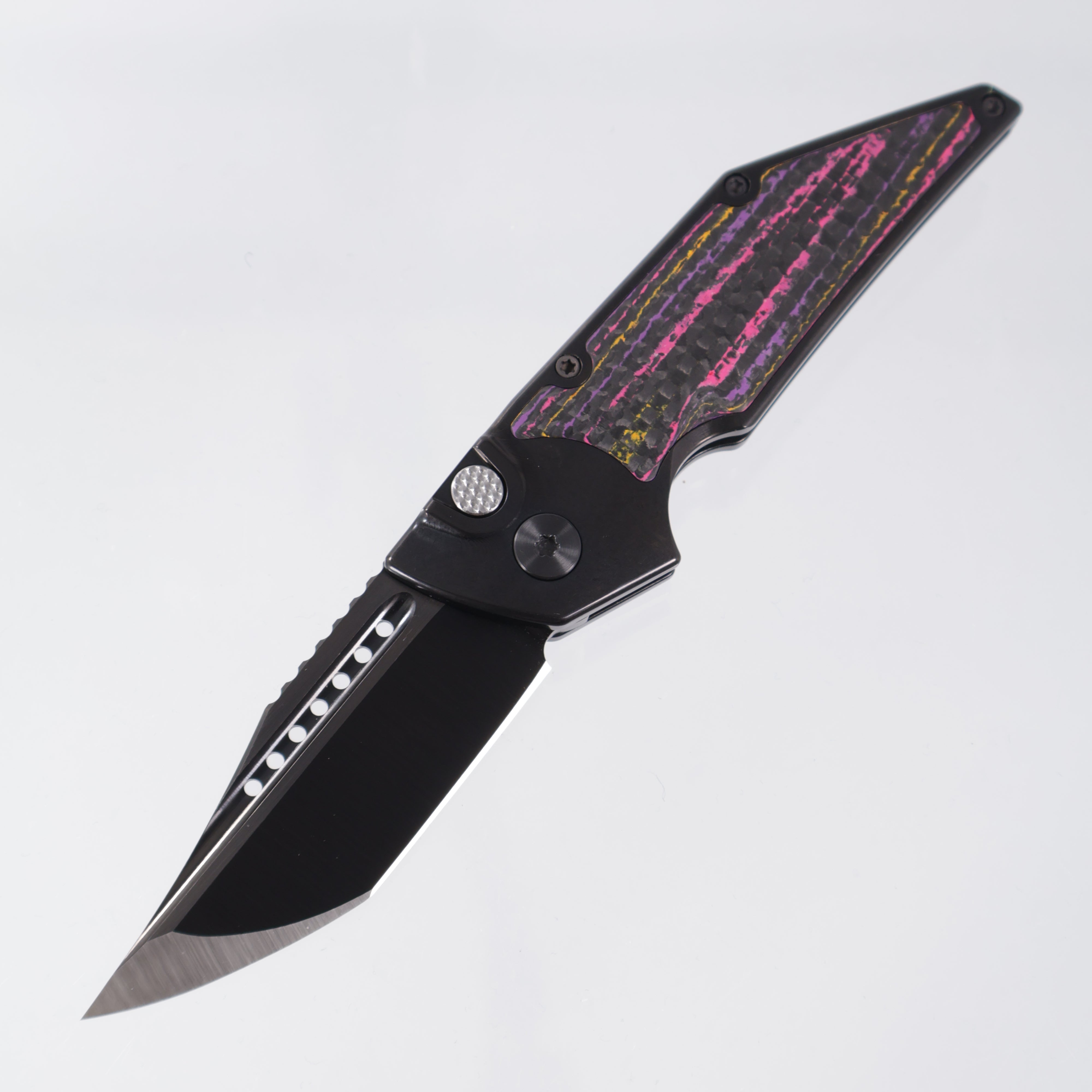 Hypercut Dharma Auto - DLC Titanium w/ Pop Camo Carbon Weave Inlays - DLC S45VN - DLC Ti Clip & Spacer, Zirc Pivot