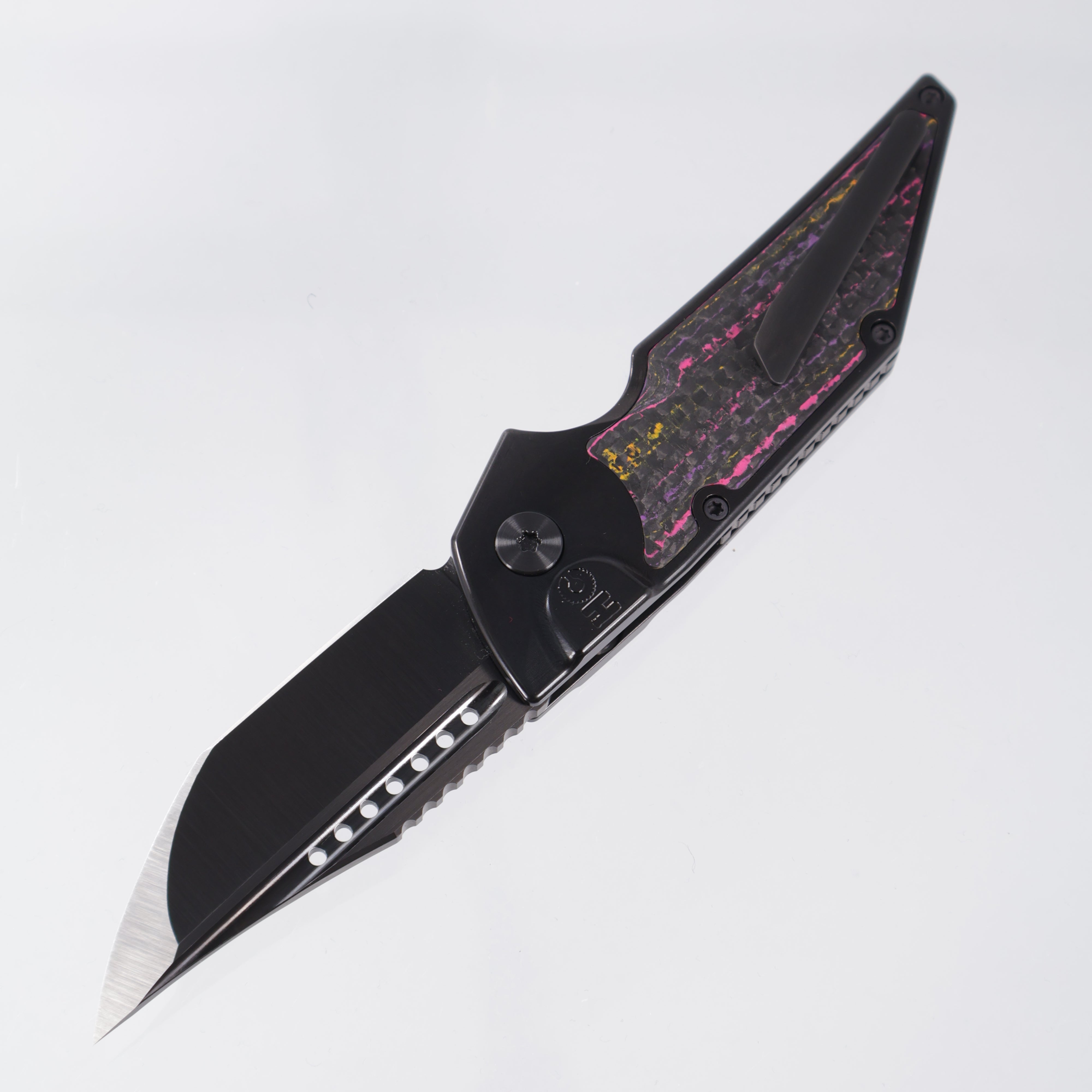Hypercut Dharma Auto - DLC Titanium w/ Pop Camo Carbon Weave Inlays - DLC S45VN - DLC Ti Clip & Spacer, Zirc Pivot