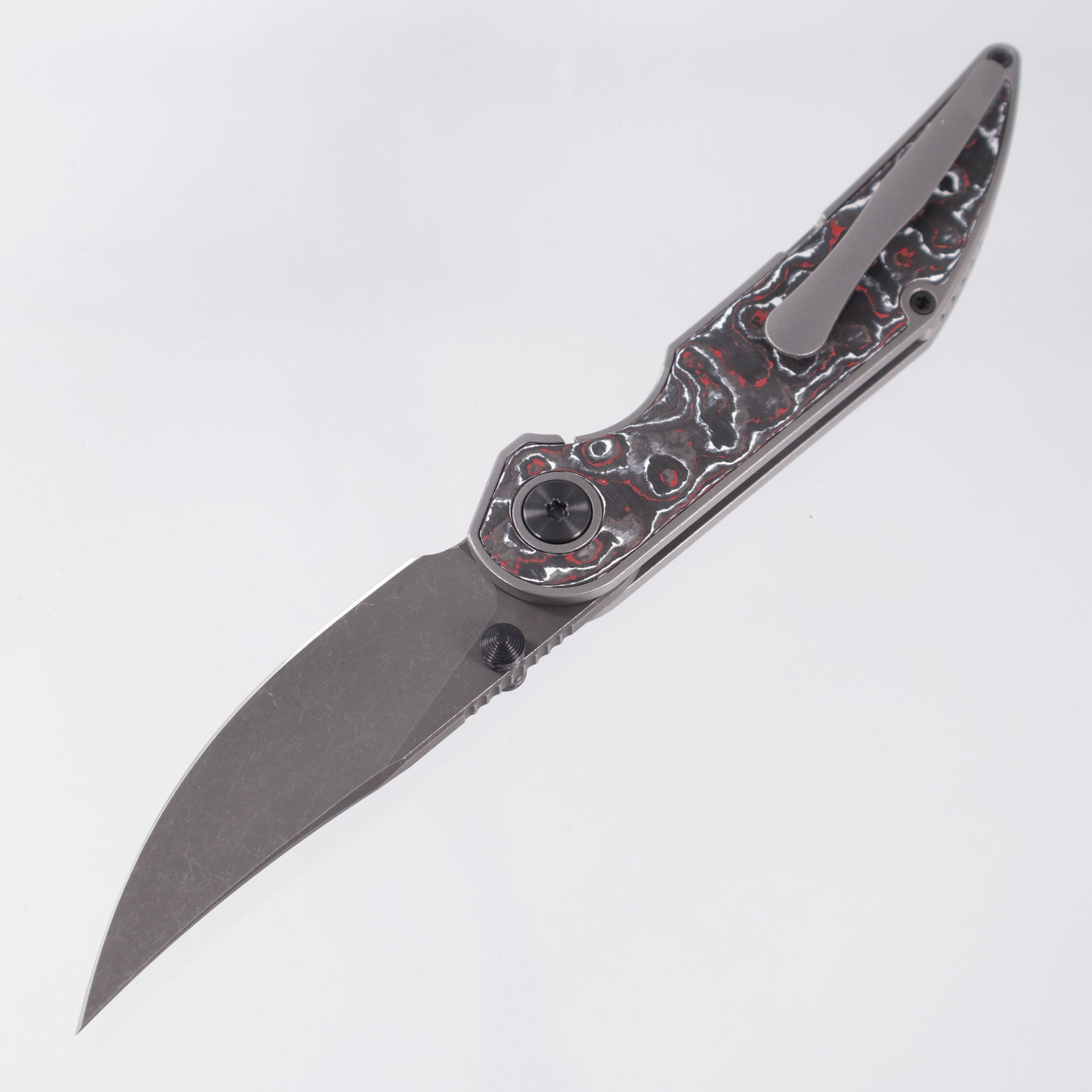 Hypercut Bikkhu #0165 - Stonewash Titanium w/ Snow Fire Fat Carbon Inlays - Dark Stonewash S45VN