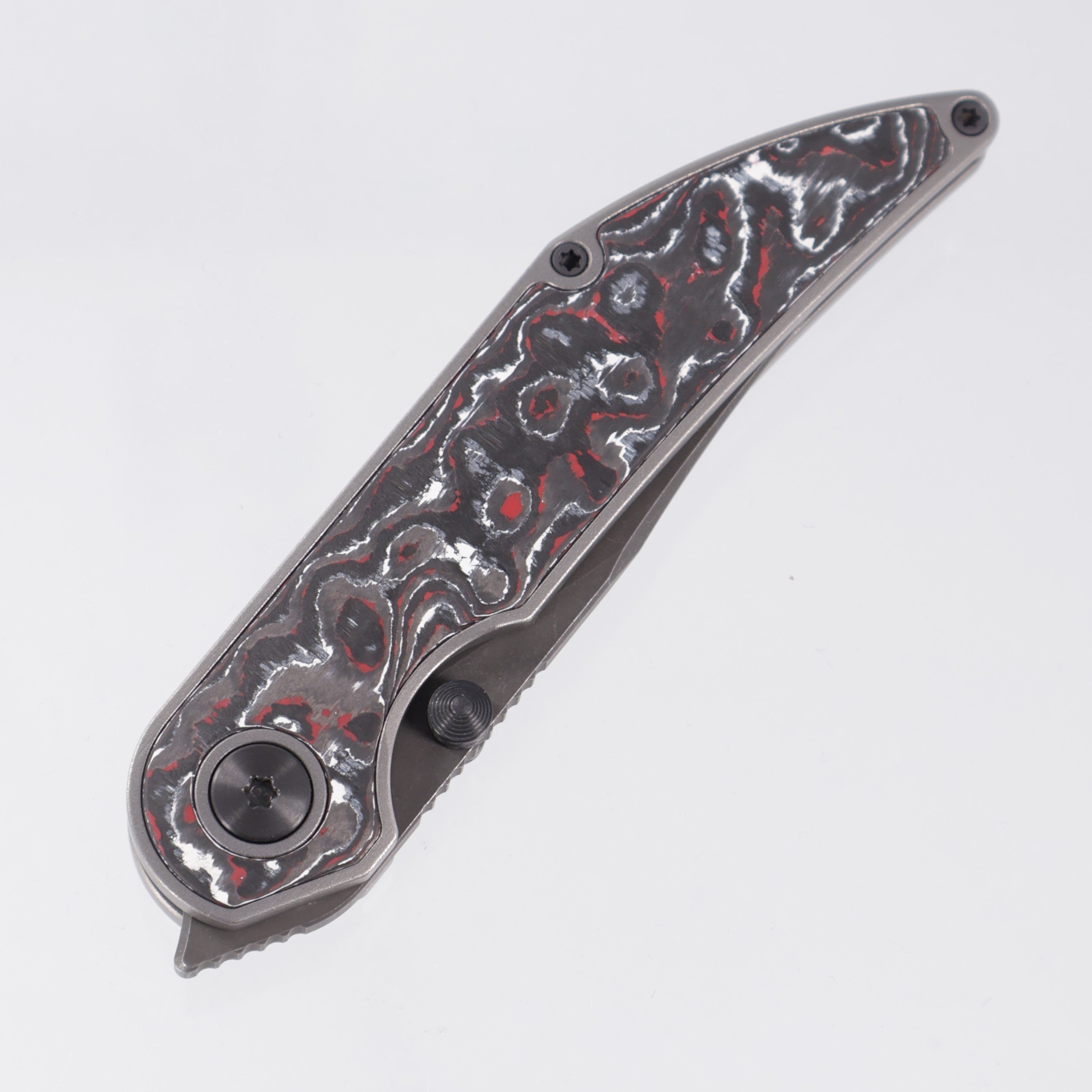 Hypercut Bikkhu #0165 - Stonewash Titanium w/ Snow Fire Fat Carbon Inlays - Dark Stonewash S45VN