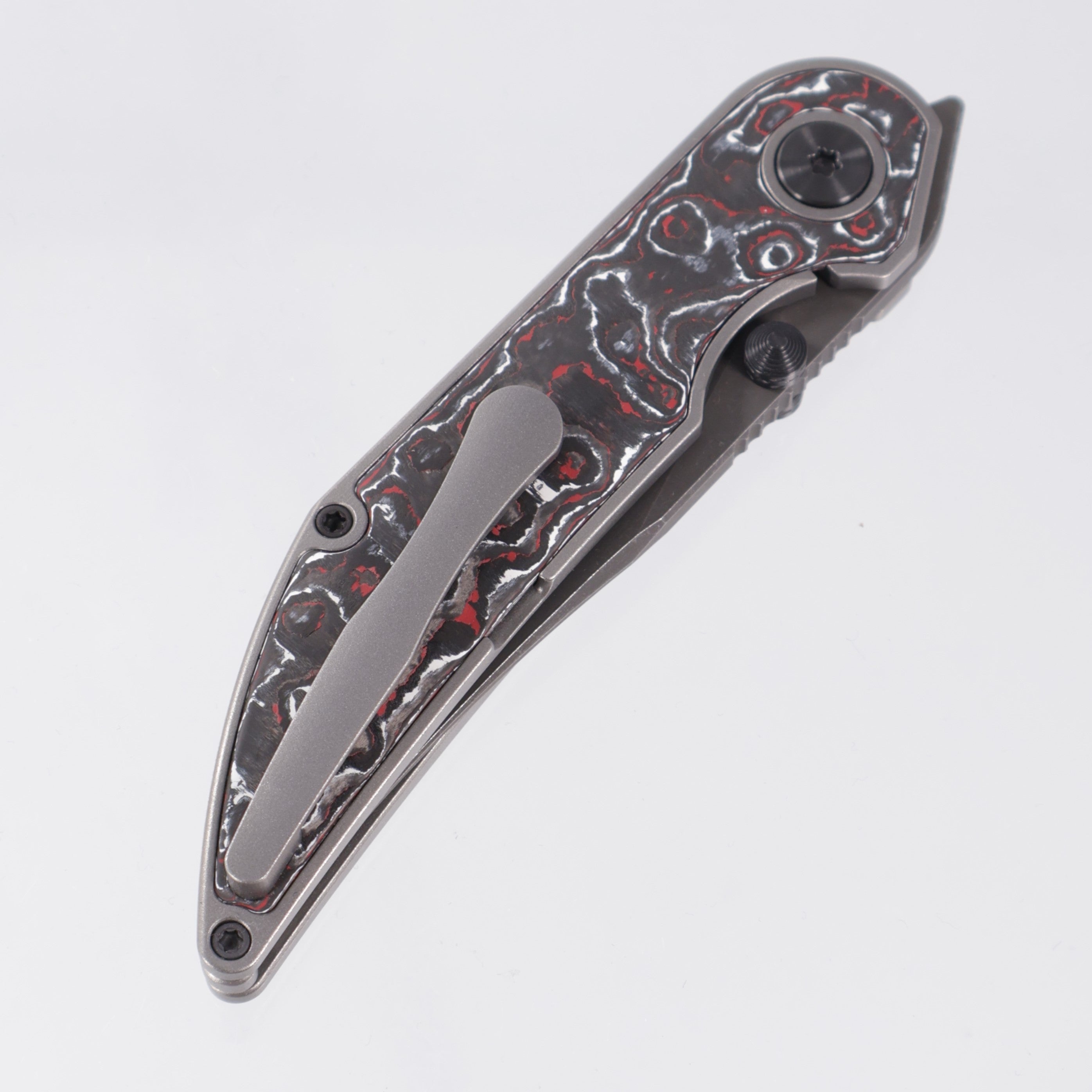 Hypercut Bikkhu #0165 - Stonewash Titanium w/ Snow Fire Fat Carbon Inlays - Dark Stonewash S45VN