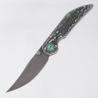 Hypercut Bikkhu #0163 - Stonewash Titanium w/ Pines Peak Fat Carbon Inlays - Dark Stonewash S45VN