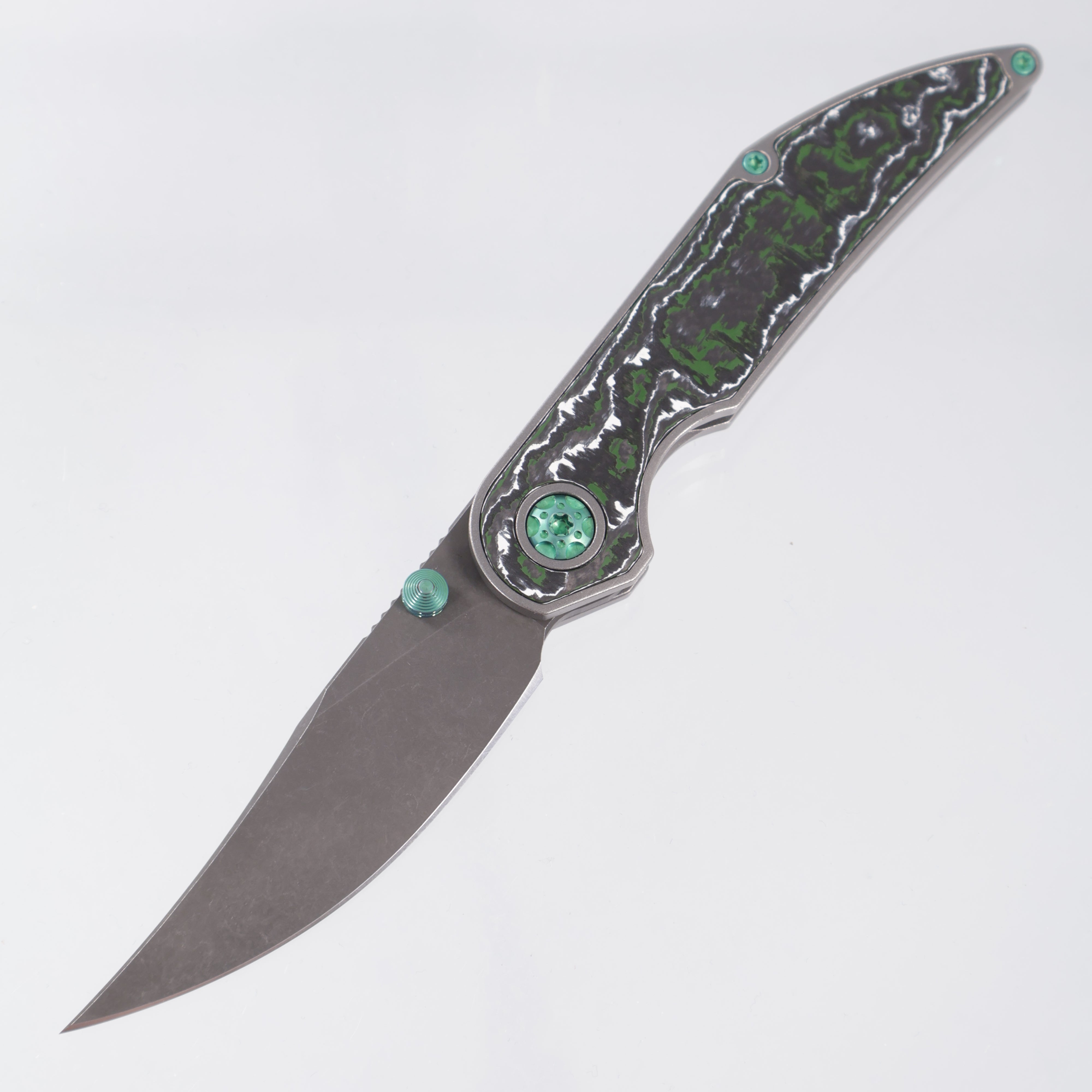 Hypercut Bikkhu #0163 - Stonewash Titanium w/ Pines Peak Fat Carbon Inlays - Dark Stonewash S45VN