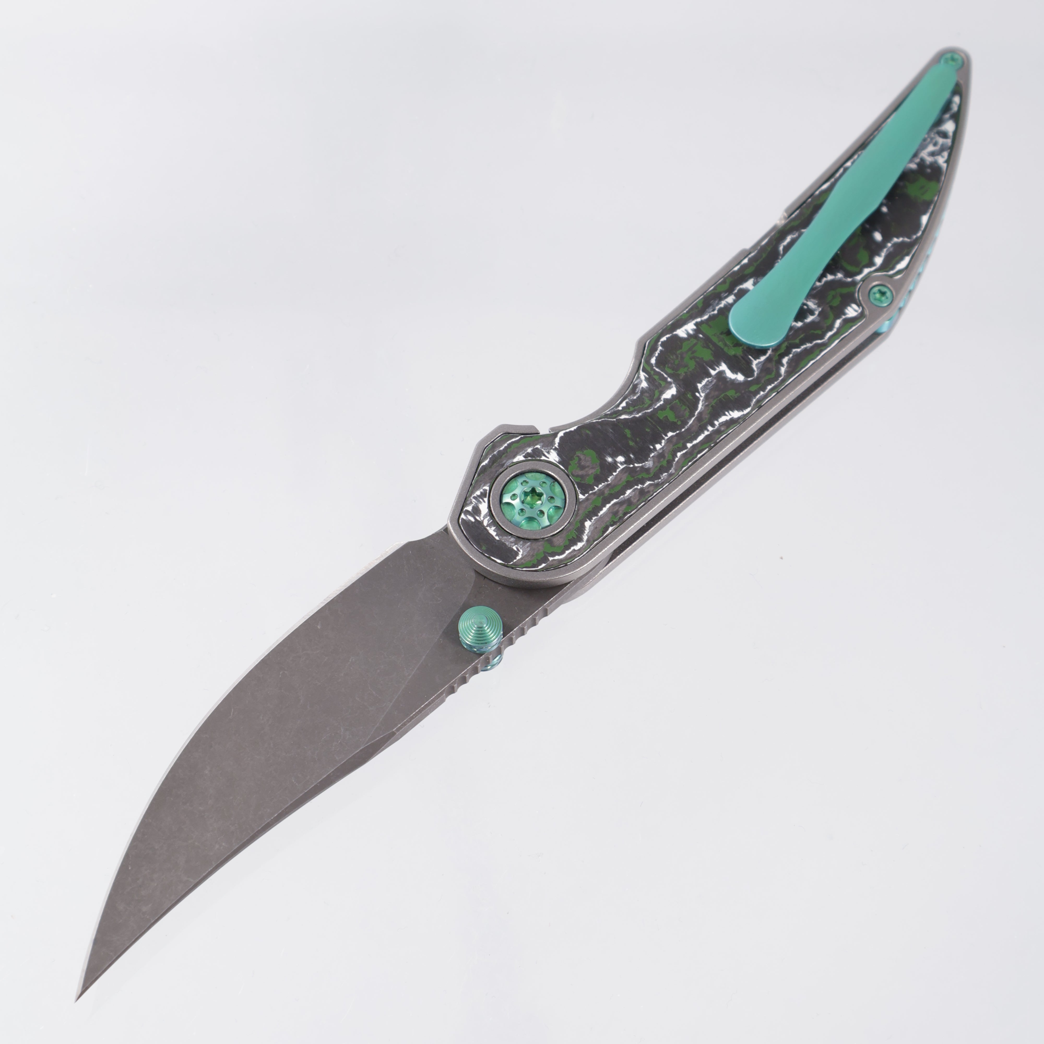 Hypercut Bikkhu #0163 - Stonewash Titanium w/ Pines Peak Fat Carbon Inlays - Dark Stonewash S45VN