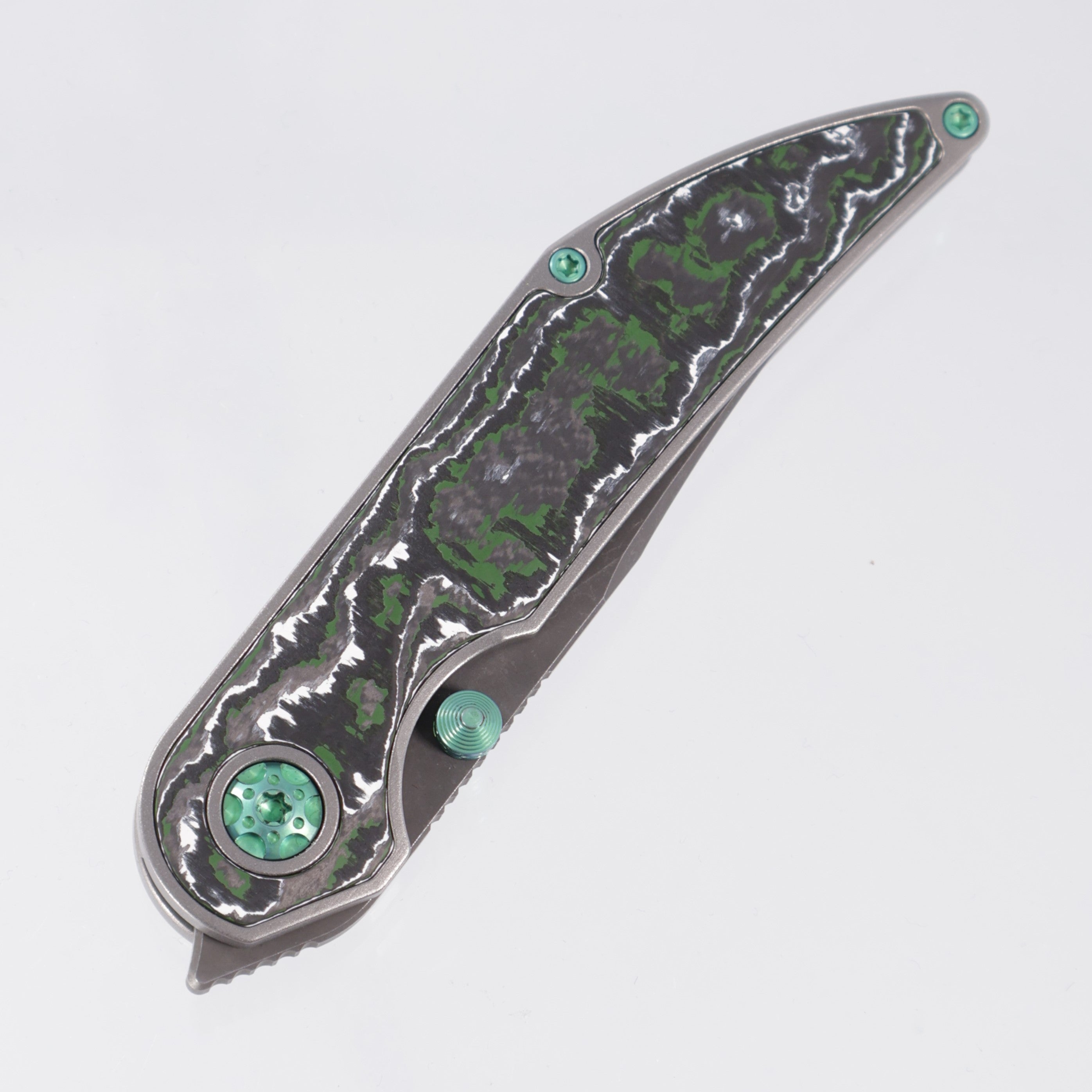 Hypercut Bikkhu #0163 - Stonewash Titanium w/ Pines Peak Fat Carbon Inlays - Dark Stonewash S45VN