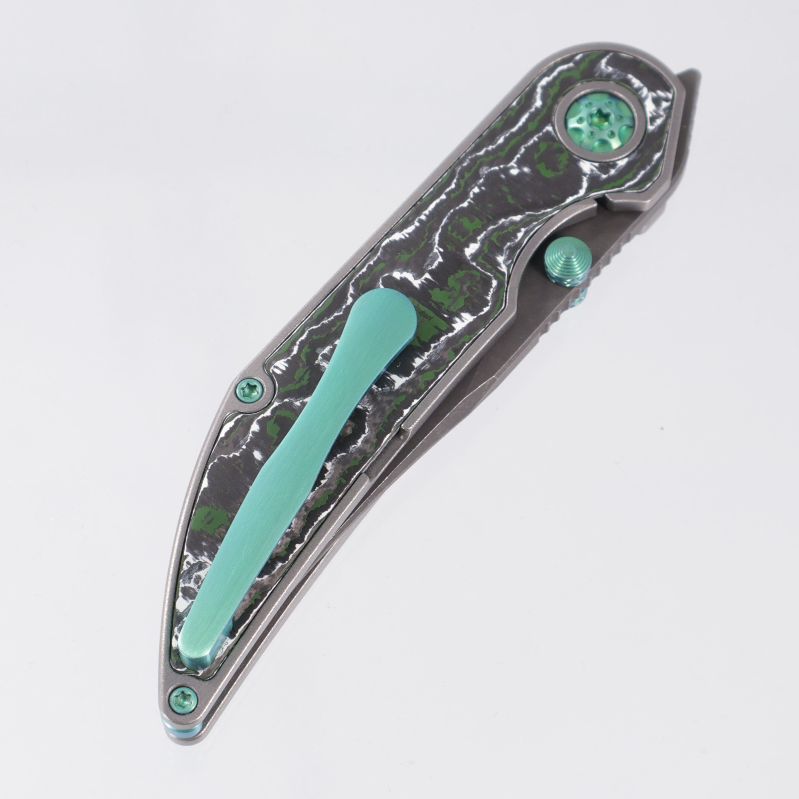 Hypercut Bikkhu #0163 - Stonewash Titanium w/ Pines Peak Fat Carbon Inlays - Dark Stonewash S45VN