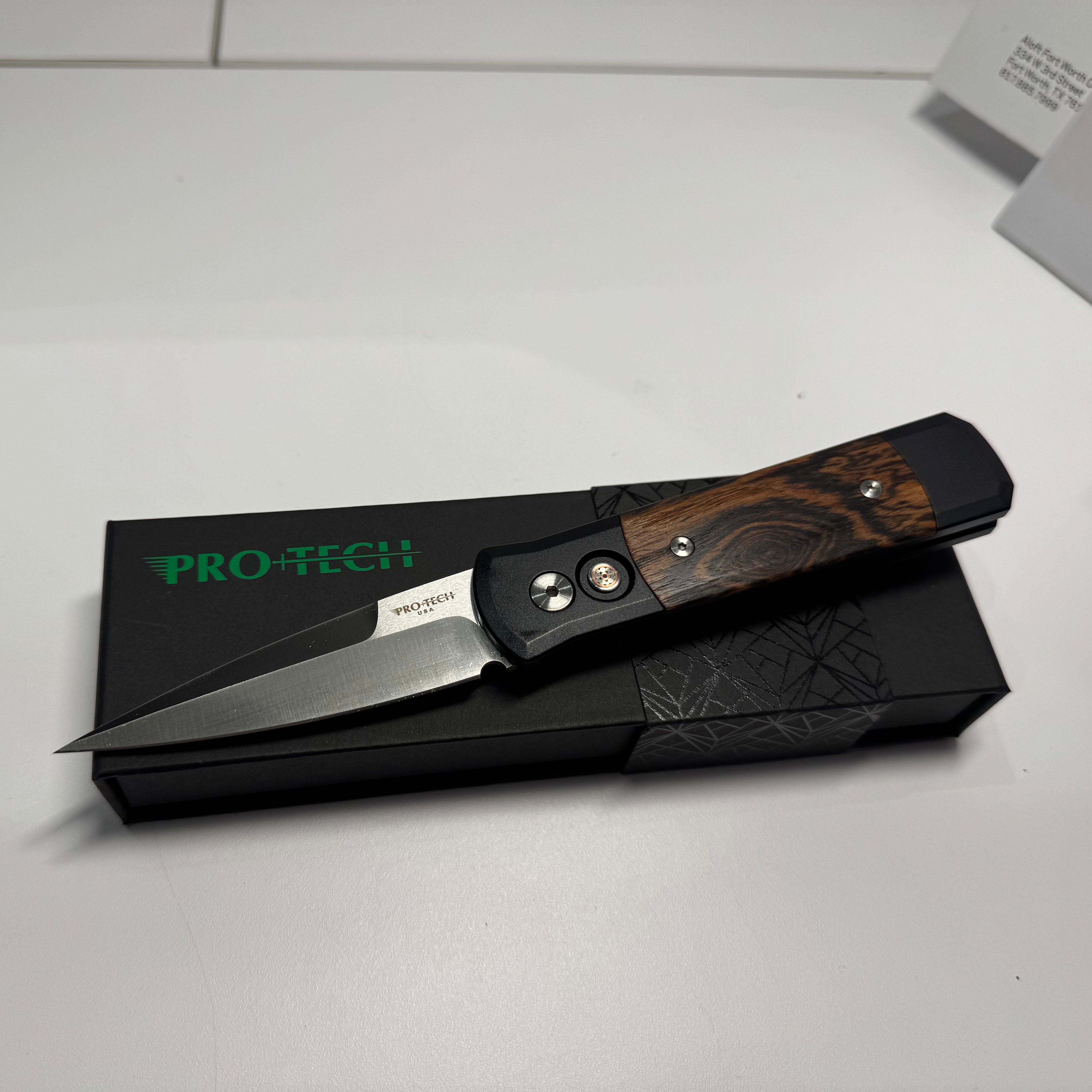 Protech Godson Bocote Wood inlays w/ Mosaic pin button 706-Bocote