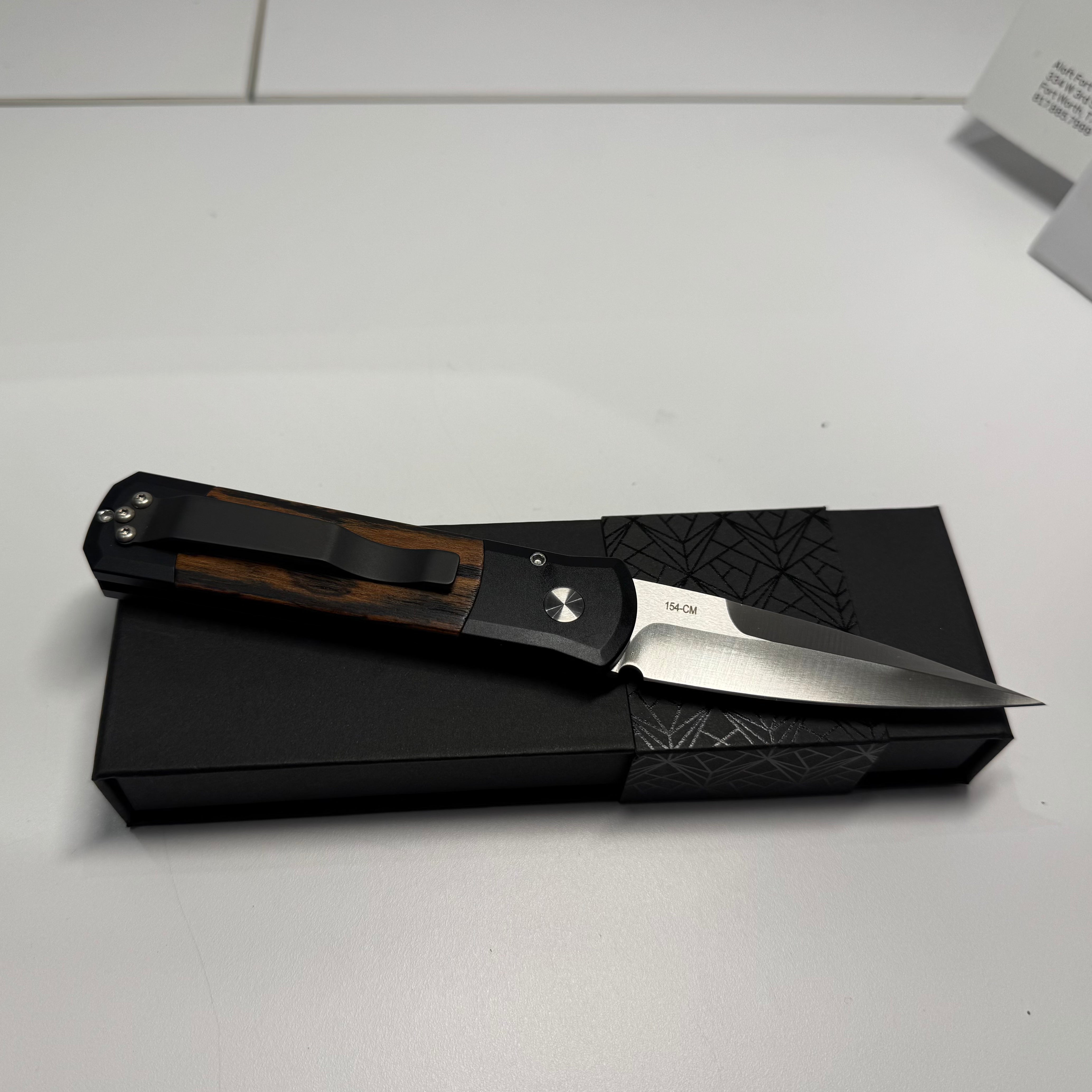 Protech Godson Bocote Wood inlays w/ Mosaic pin button 706-Bocote